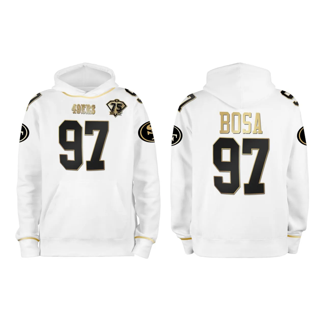 Nick Bosa San Francisco 49ers White Gold Hoodie
