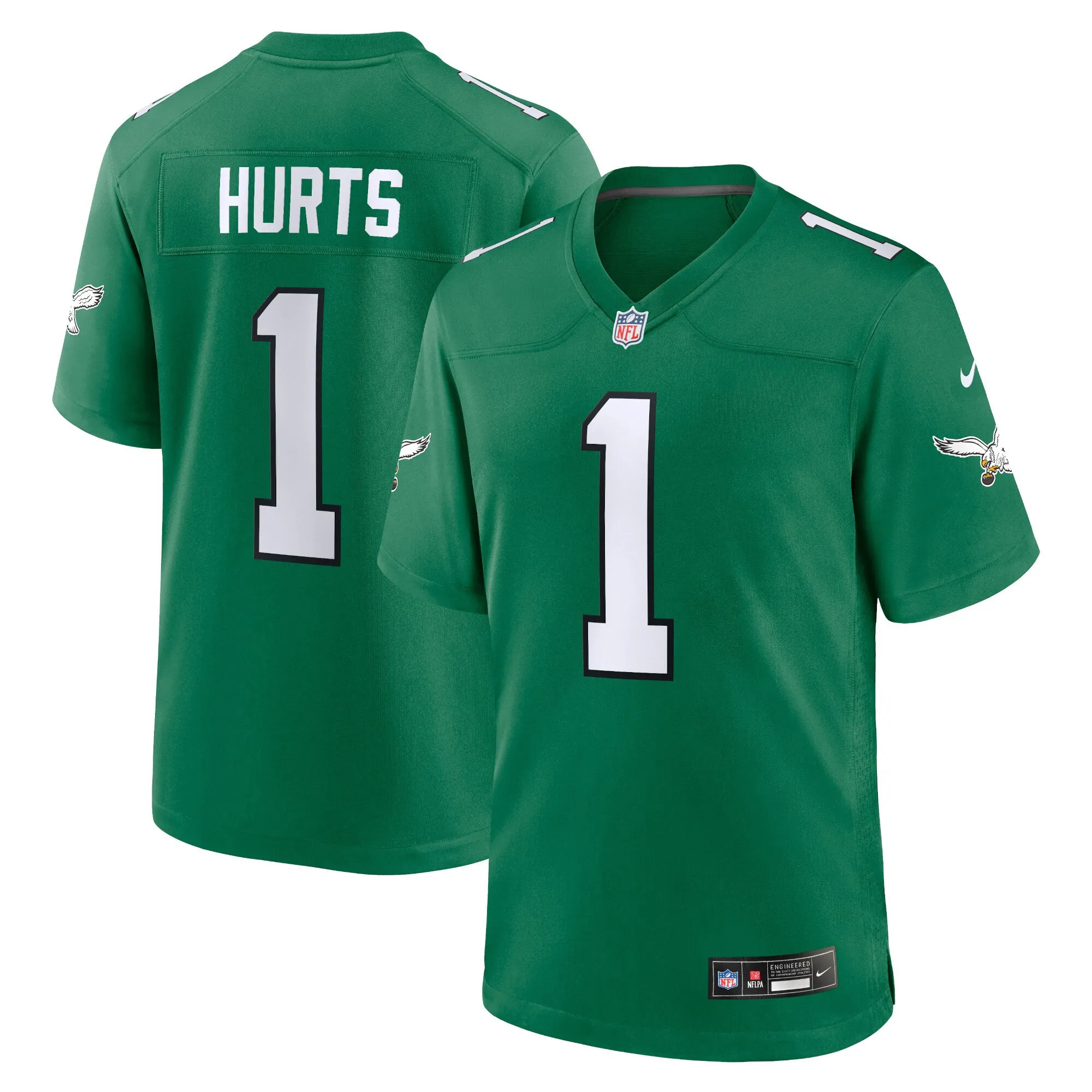 Philadelphia Eagles Alternate Game Player Jersey - Kelly Green - All Stitched