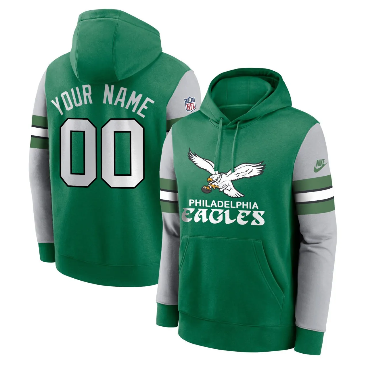 Philadelphia Eagles Kelly Green Custom Hoodie - All Stitched
