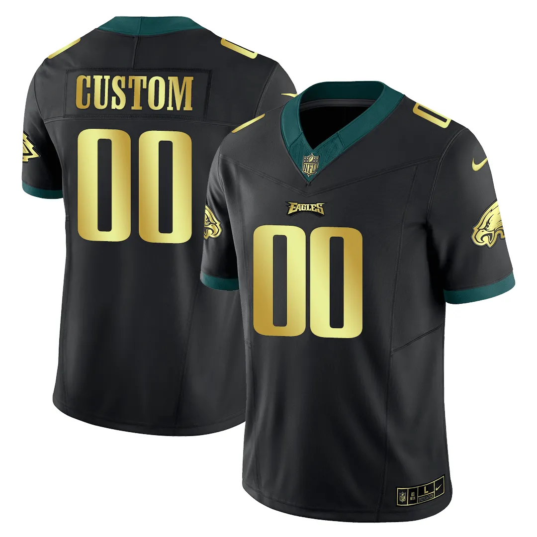 Philadelphia Eagles Kobe Bryant Black Gold Custom Jersey - All Stitched