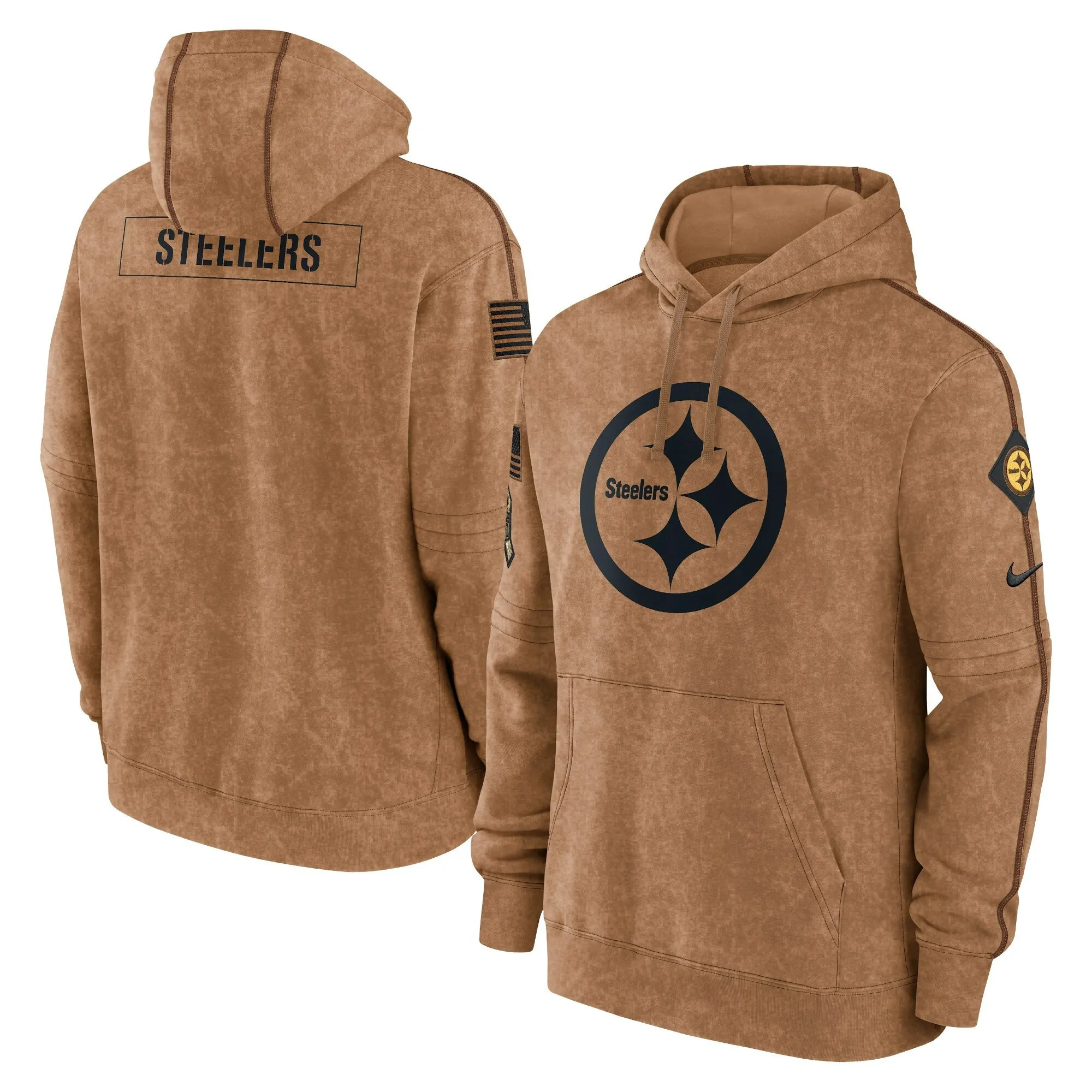 Pittsburgh Steelers 2023 Salute To Service Brown Hoodie - Printed