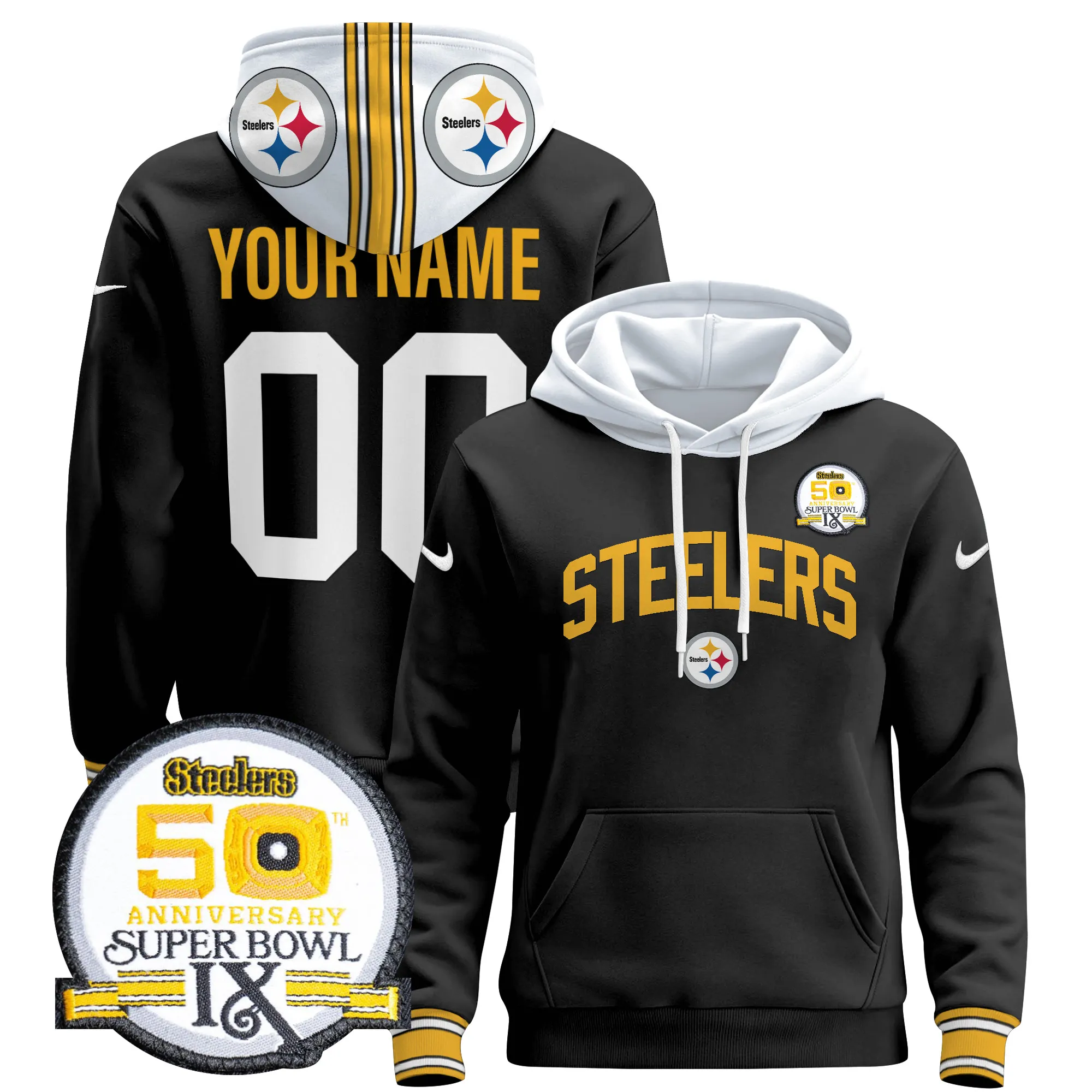 Pittsburgh Steelers 2024 Custom Pullover Hoodie V2 - All Stitched