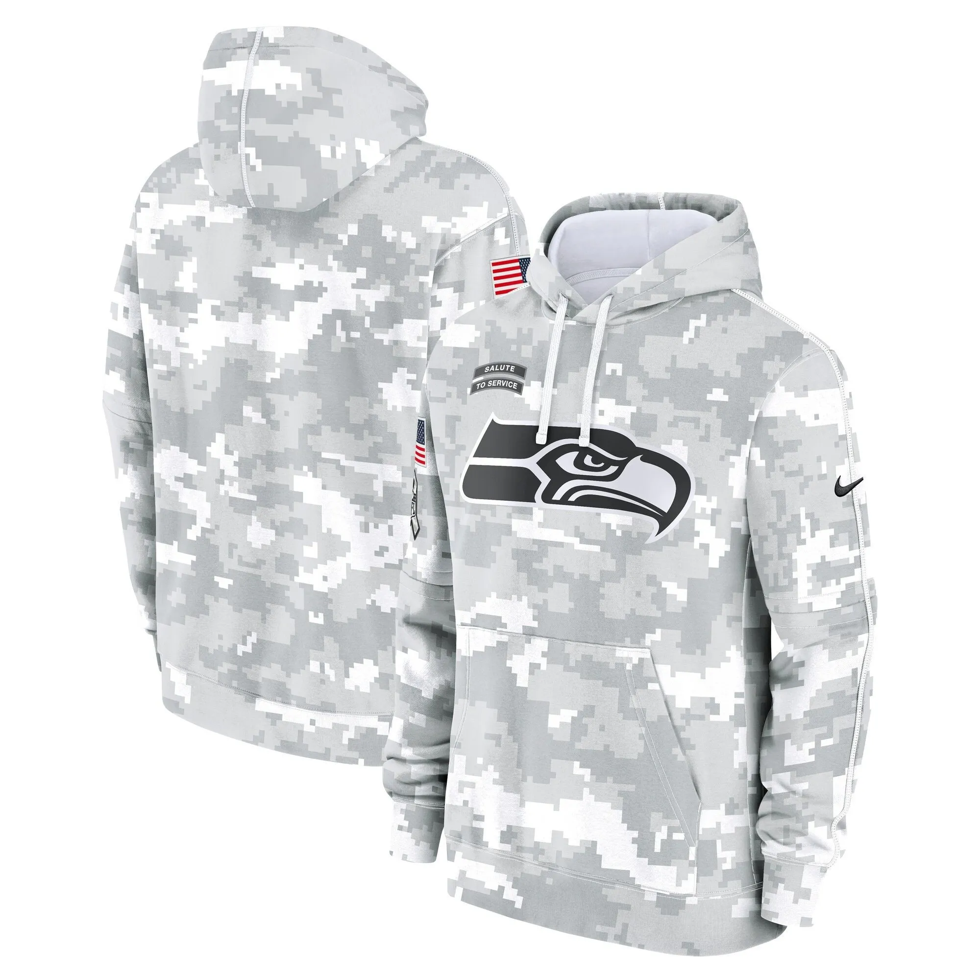 Seattle Seahawks 2024 Salute to Service Pullover Hoodie - Arctic Camo - All Stitched