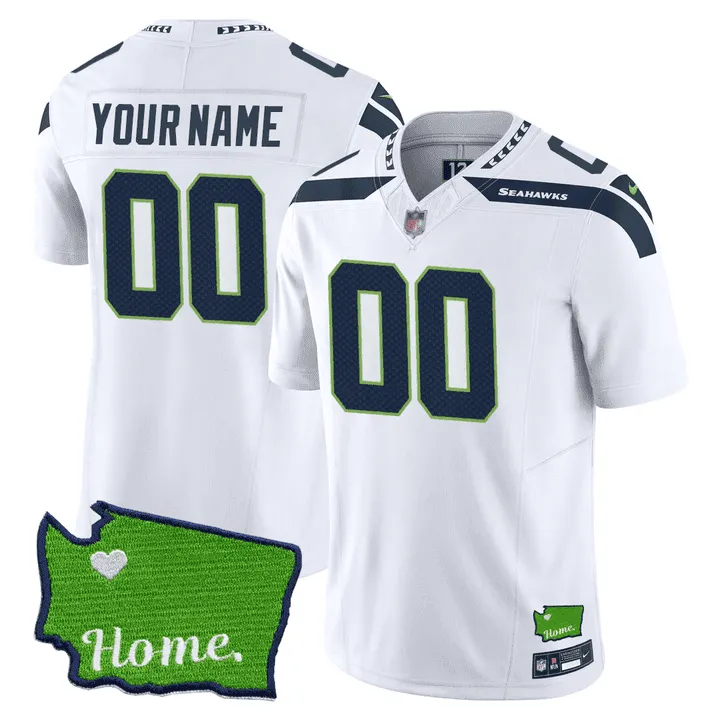 Seattle Seahawks Washington Home Patch Custom Jersey - All Stitched