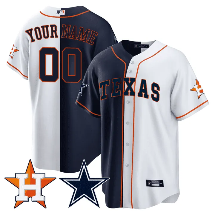 Split Astros - Cowboys Cool Base Custom Jersey - All Stitched