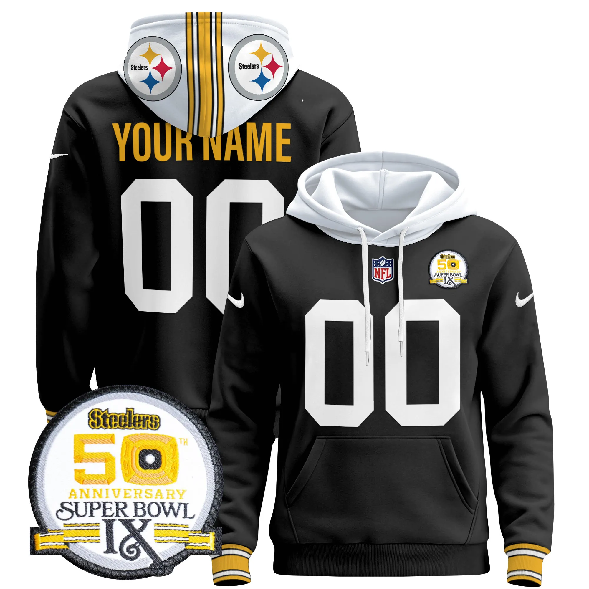 Steelers 2024 Custom Pullover Hoodie - All Stitched