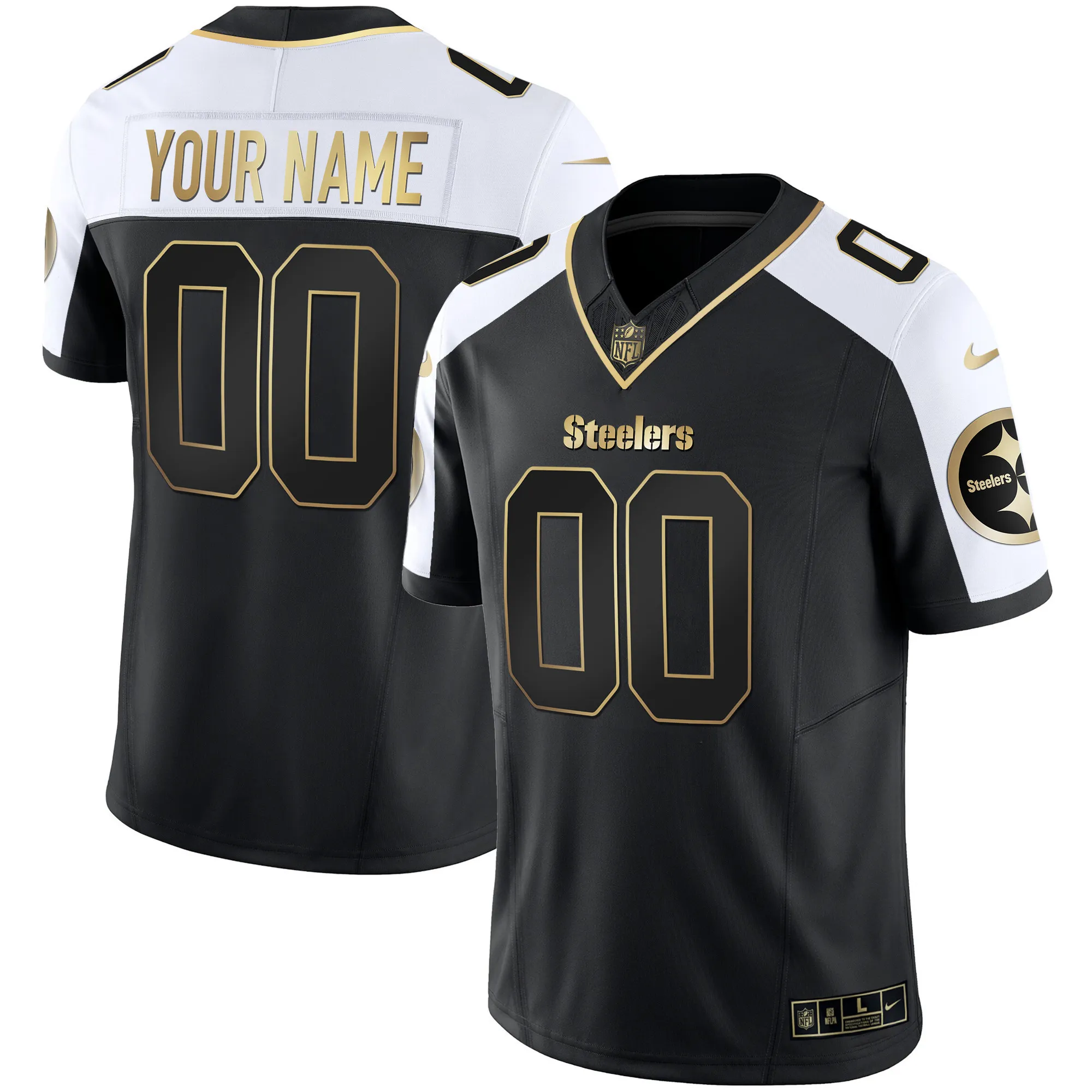 Steelers Gold Vapor Custom Jersey - All Stitched