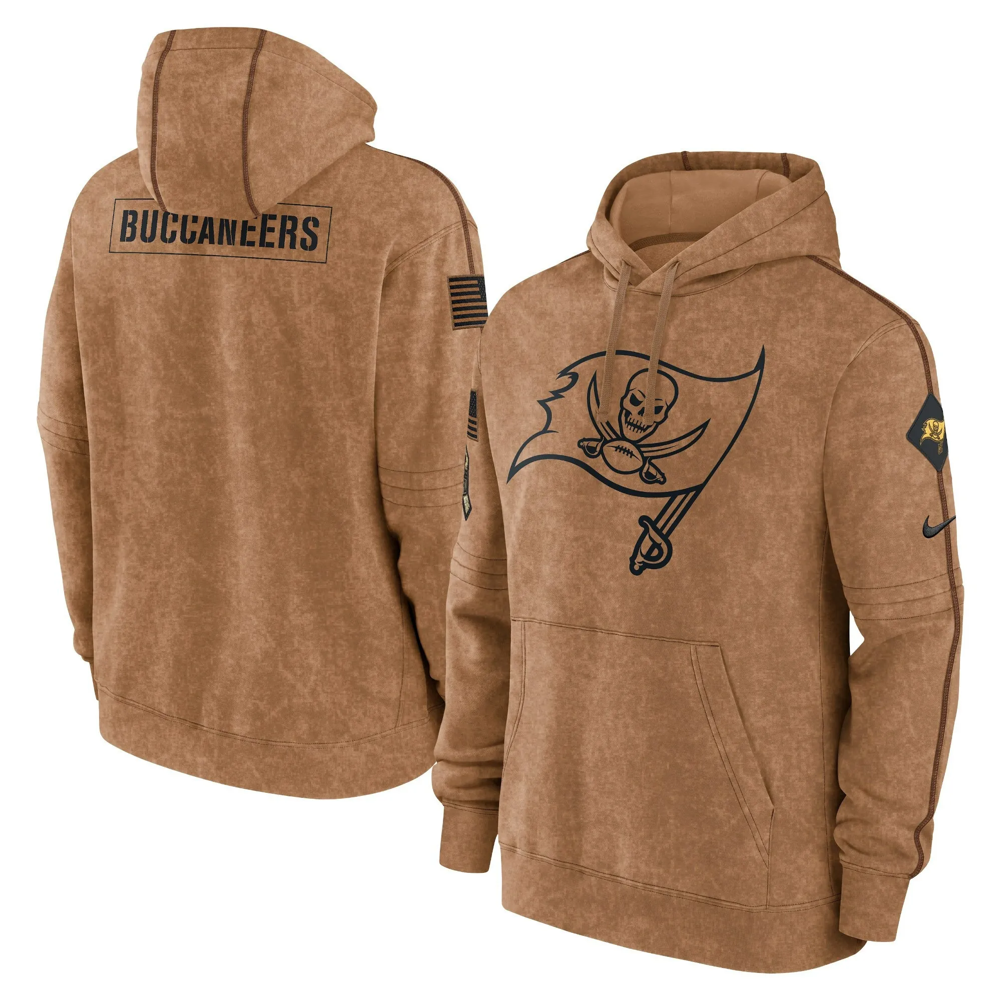 Tampa Bay Buccaneers 2023 Salute To Service Brown Hoodie - Printed