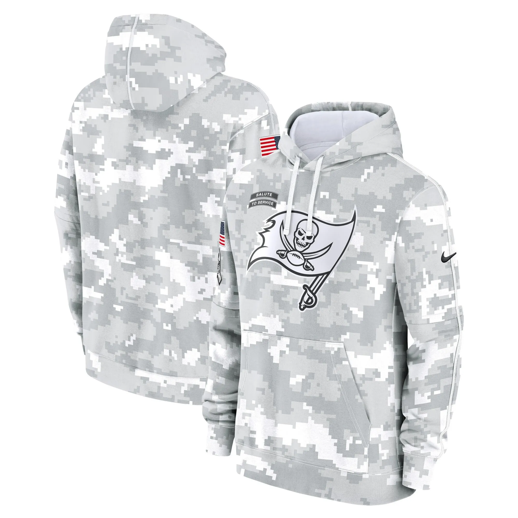 Tampa Bay Buccaneers 2024 Salute to Service Pullover Hoodie - Arctic Camo - All Stitched
