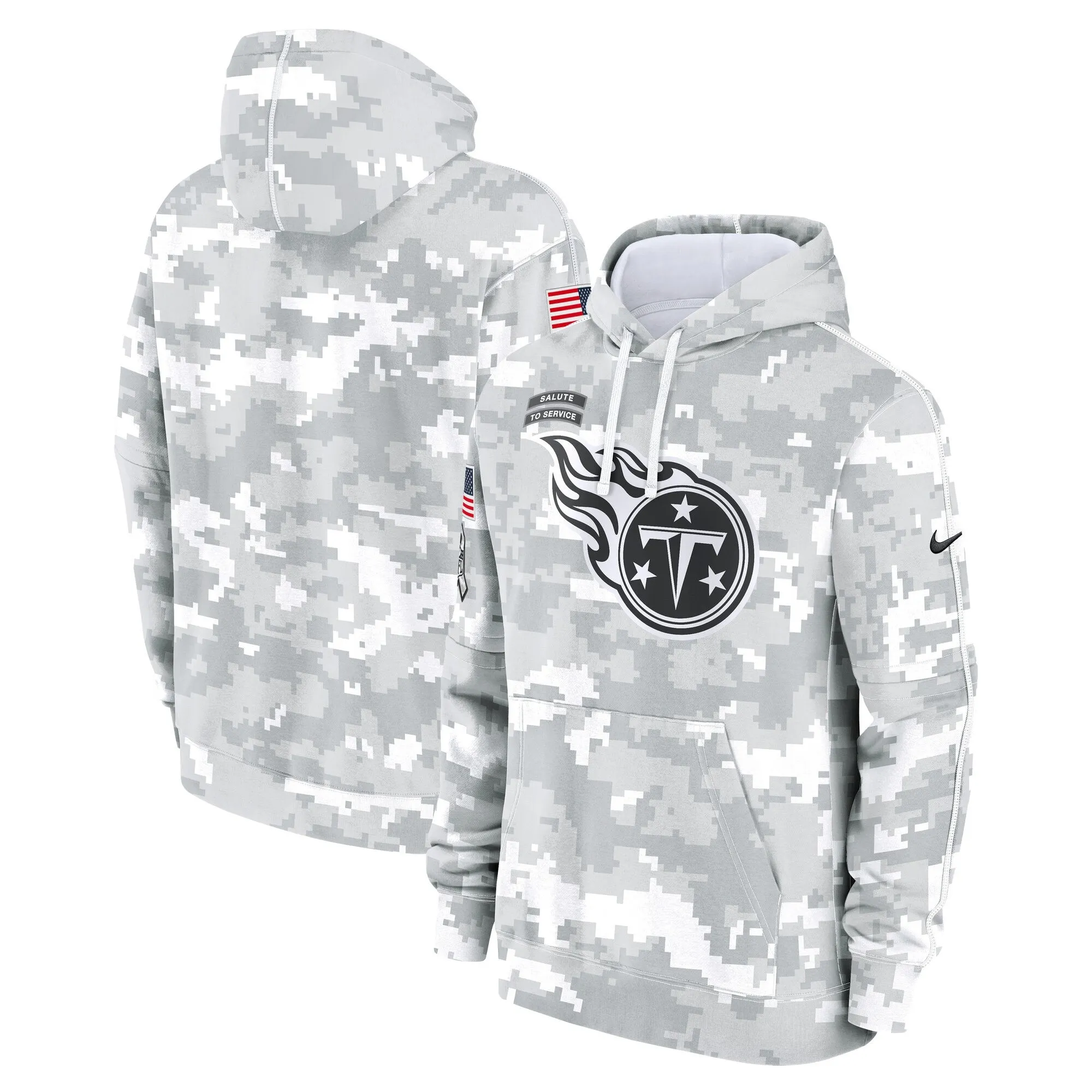 Tennessee Titans 2024 Salute to Service Pullover Hoodie - Arctic Camo - All Stitched