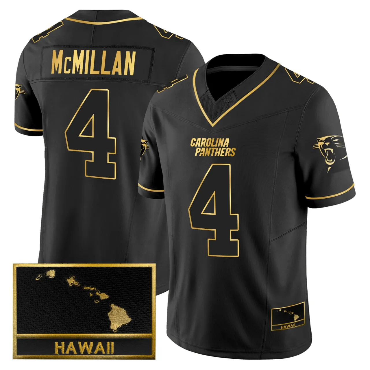 Tetairoa McMillan Carolina Panthers Black Gold Jersey - All Stitched