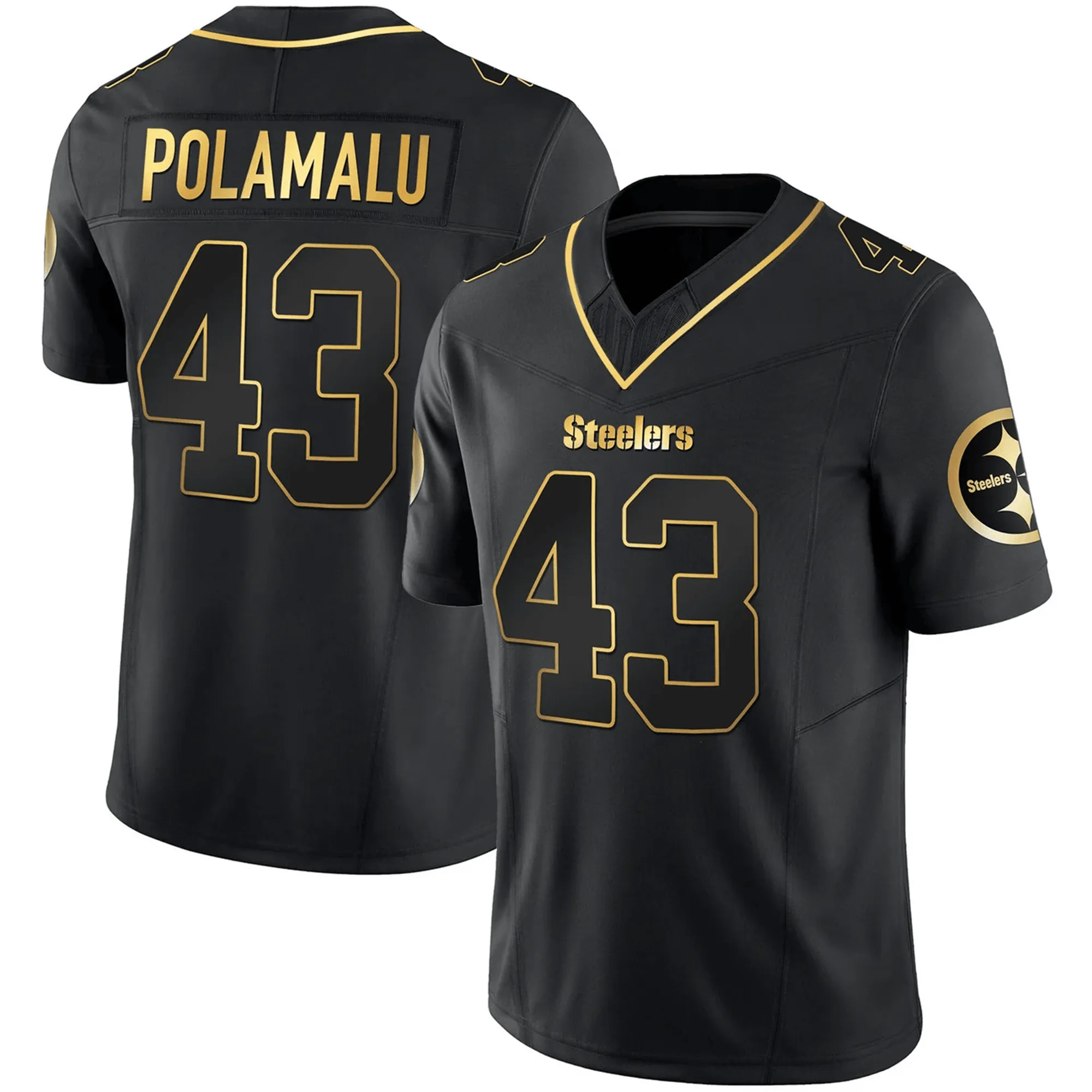 Troy Polamalu Pittsburgh Steelers Black Gold Jersey - All Stitched