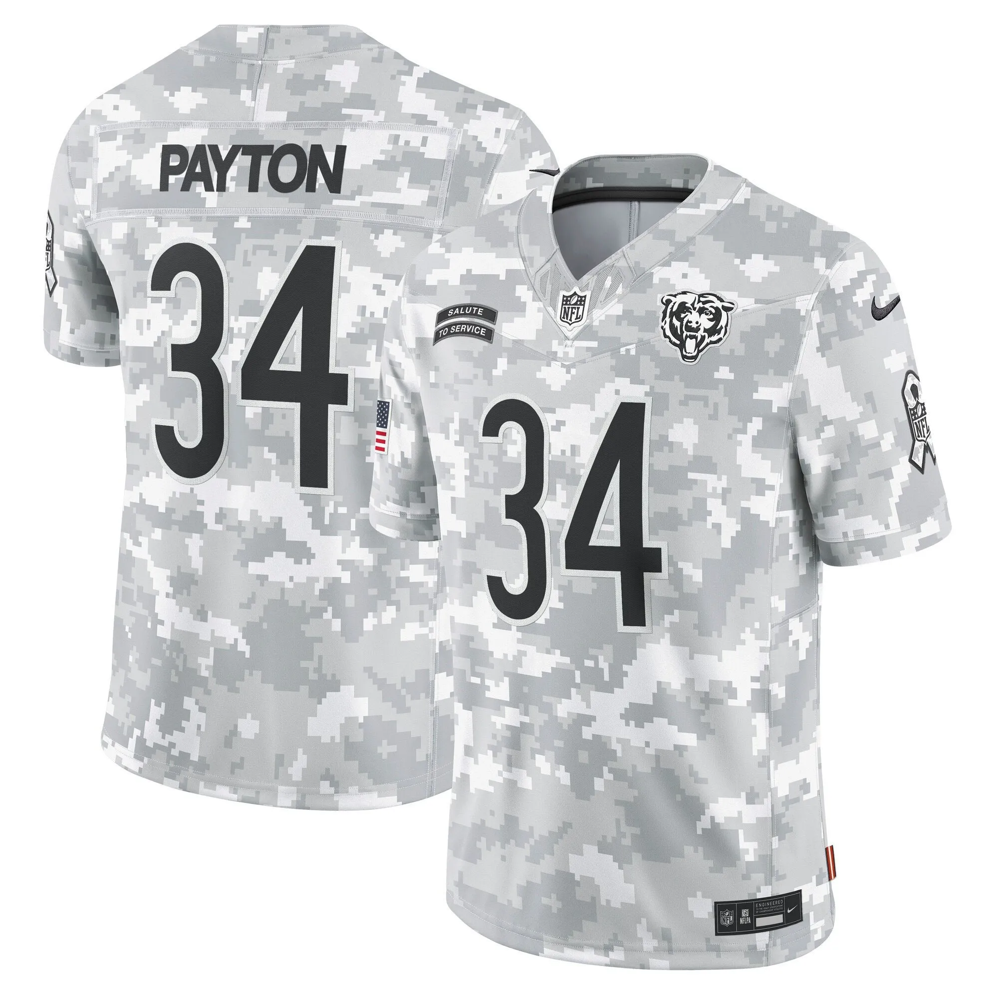 Walter Payton Chicago Bears 2024 Salute to Service Vapor Limited Jersey - Arctic Camo - All Stitched
