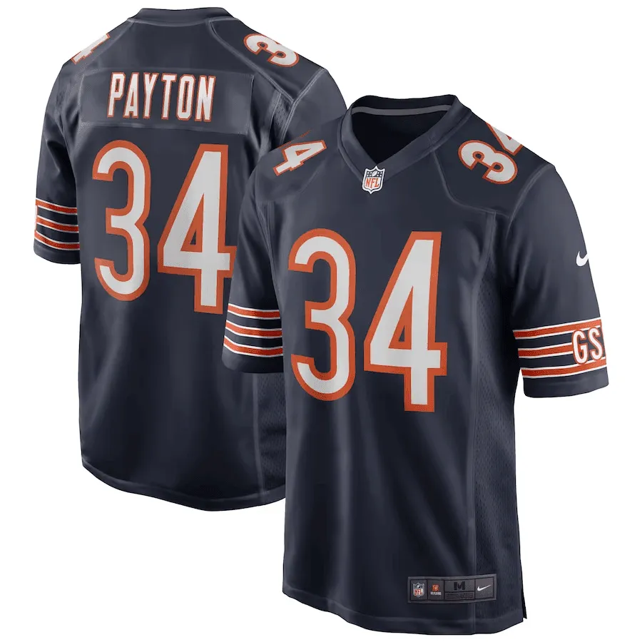 Walter Payton Chicago Bears GSH Navy Game Jersey - All Stitched
