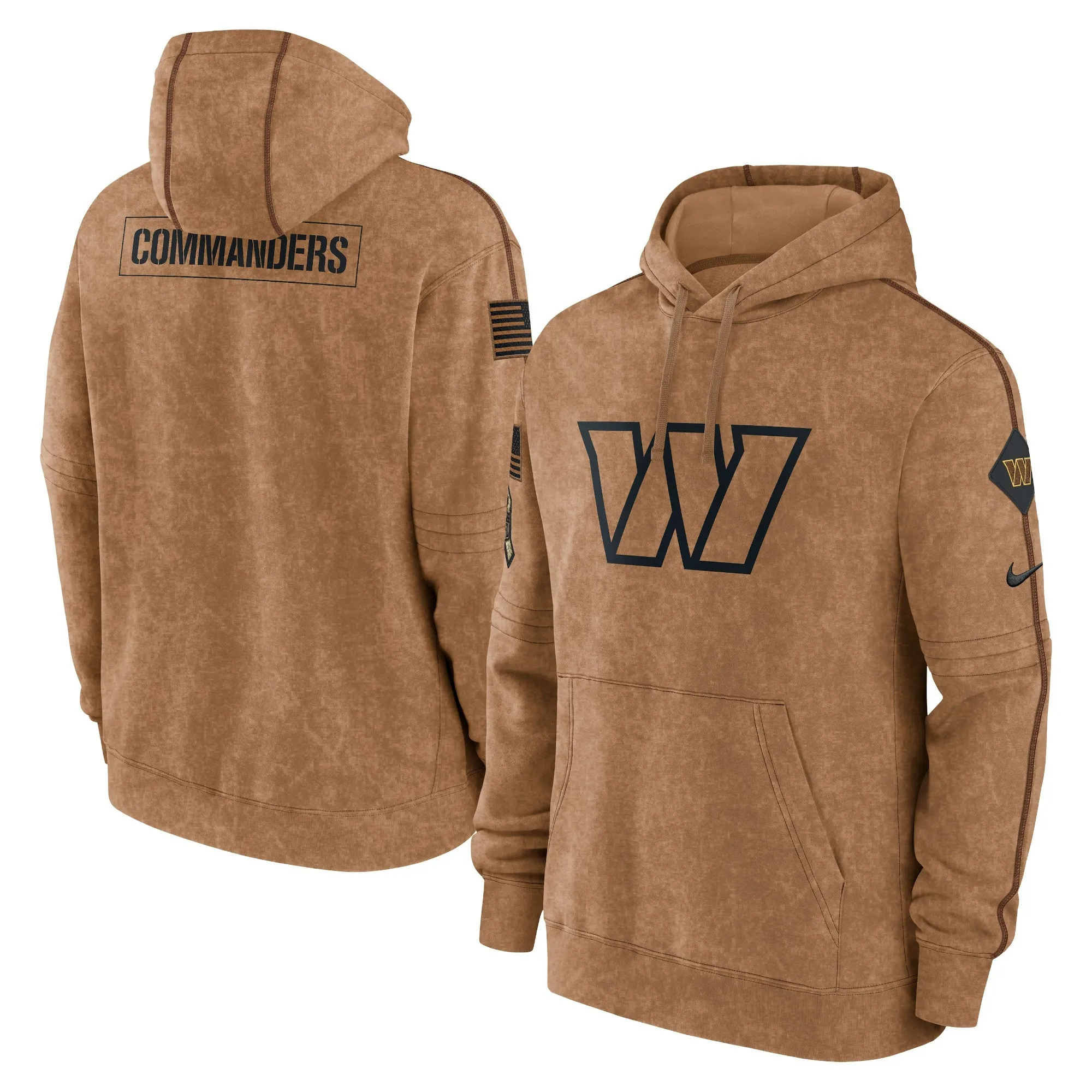 Washington Commanders 2023 Salute To Service Brown Hoodie - Printed