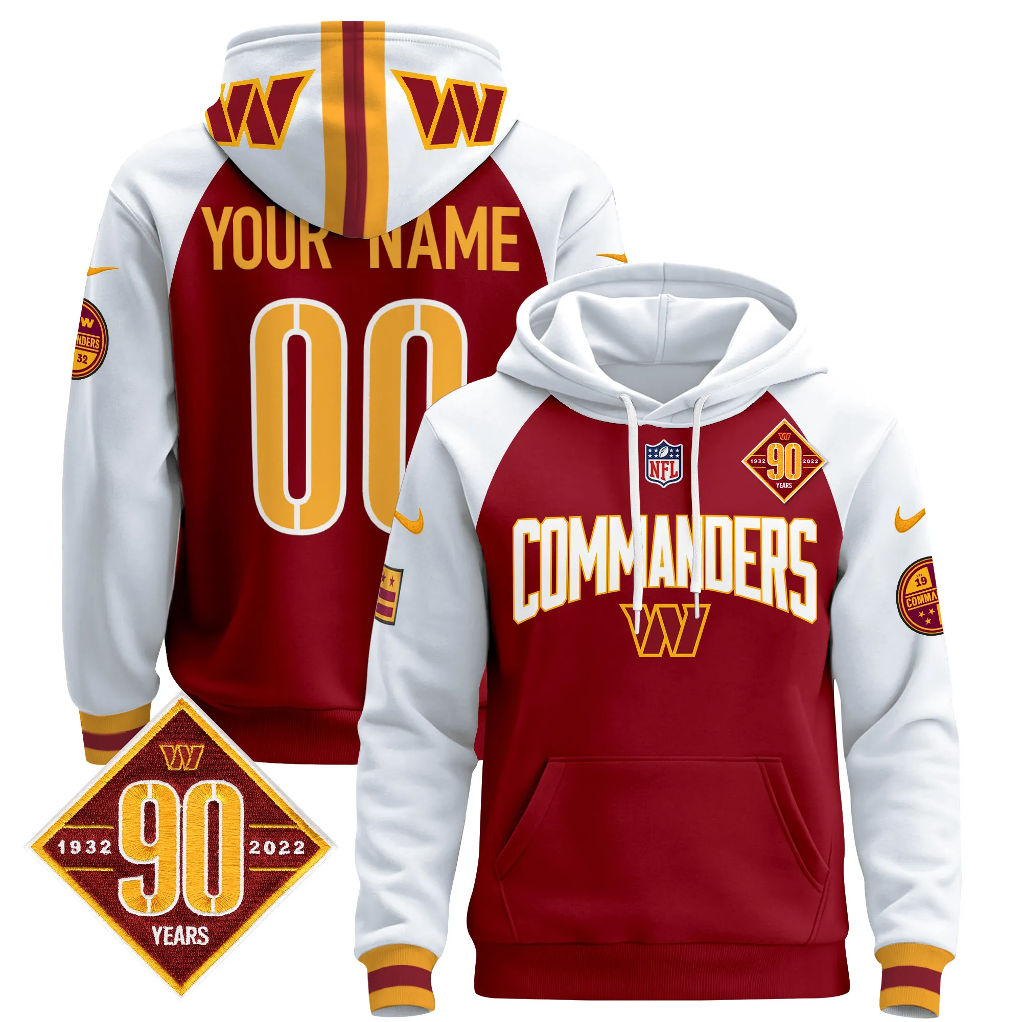 Washington Commanders 2024 Custom Pullover Hoodie V2- All Stitched