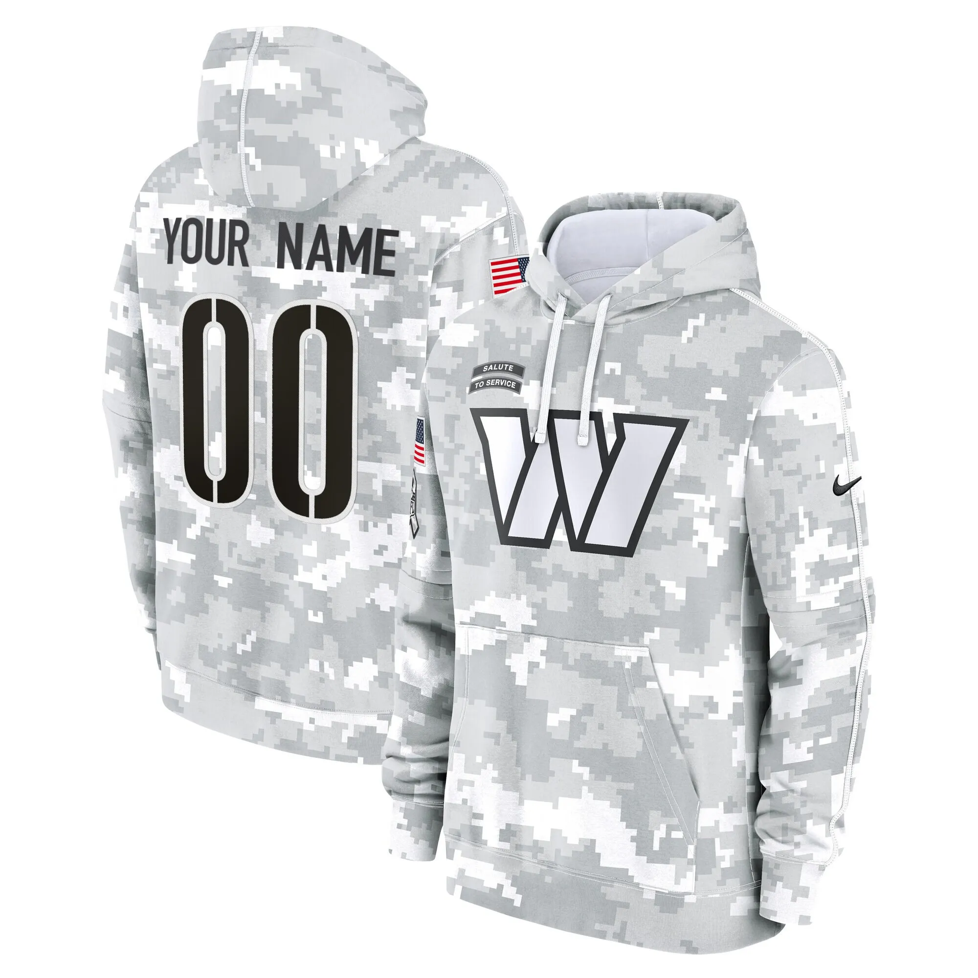 Washington Commanders 2024 Salute to Service Custom Fleece Pullover Hoodie - All stitched