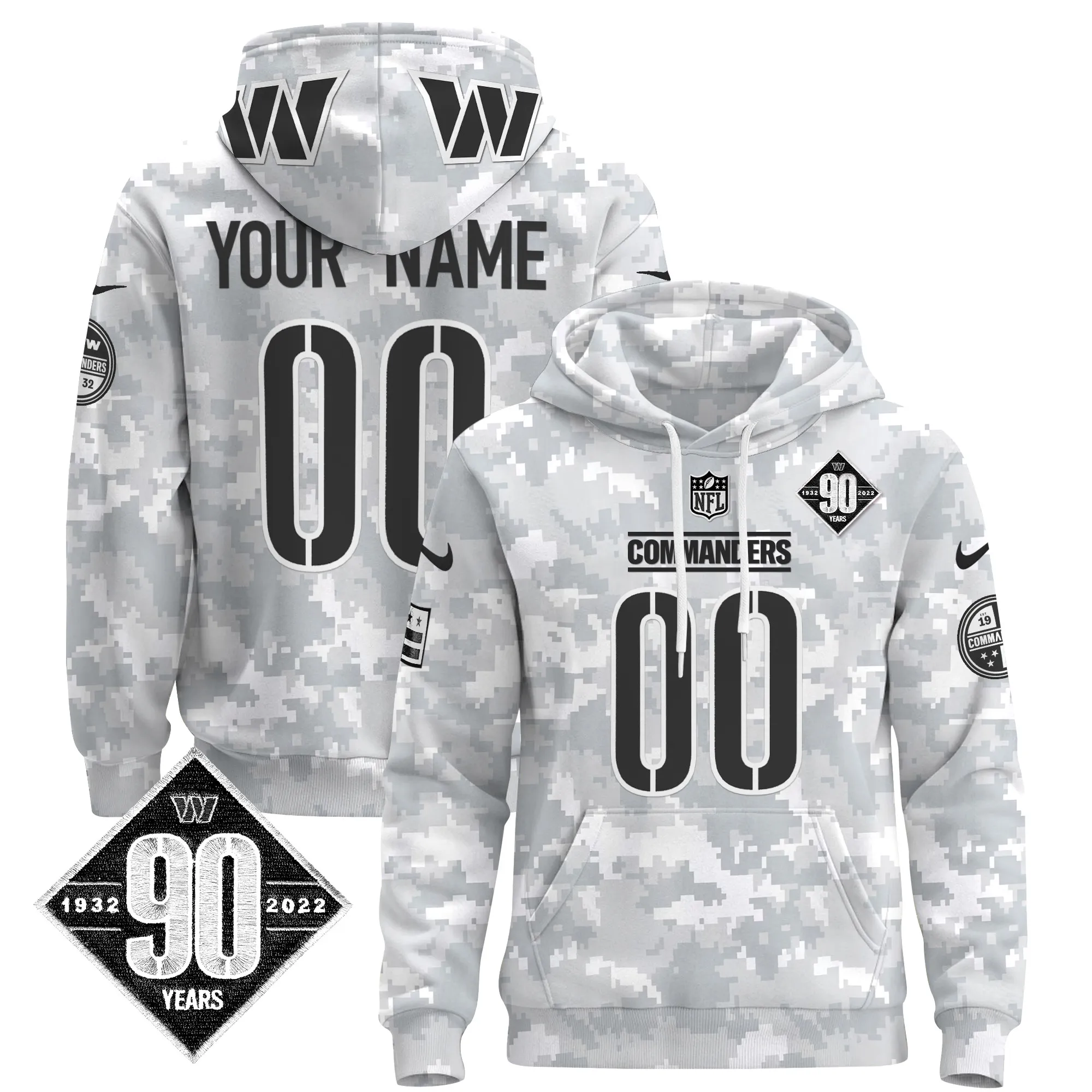 Washington Commanders 2024 Salute to Service Custom Pullover Hoodie - All Stitched