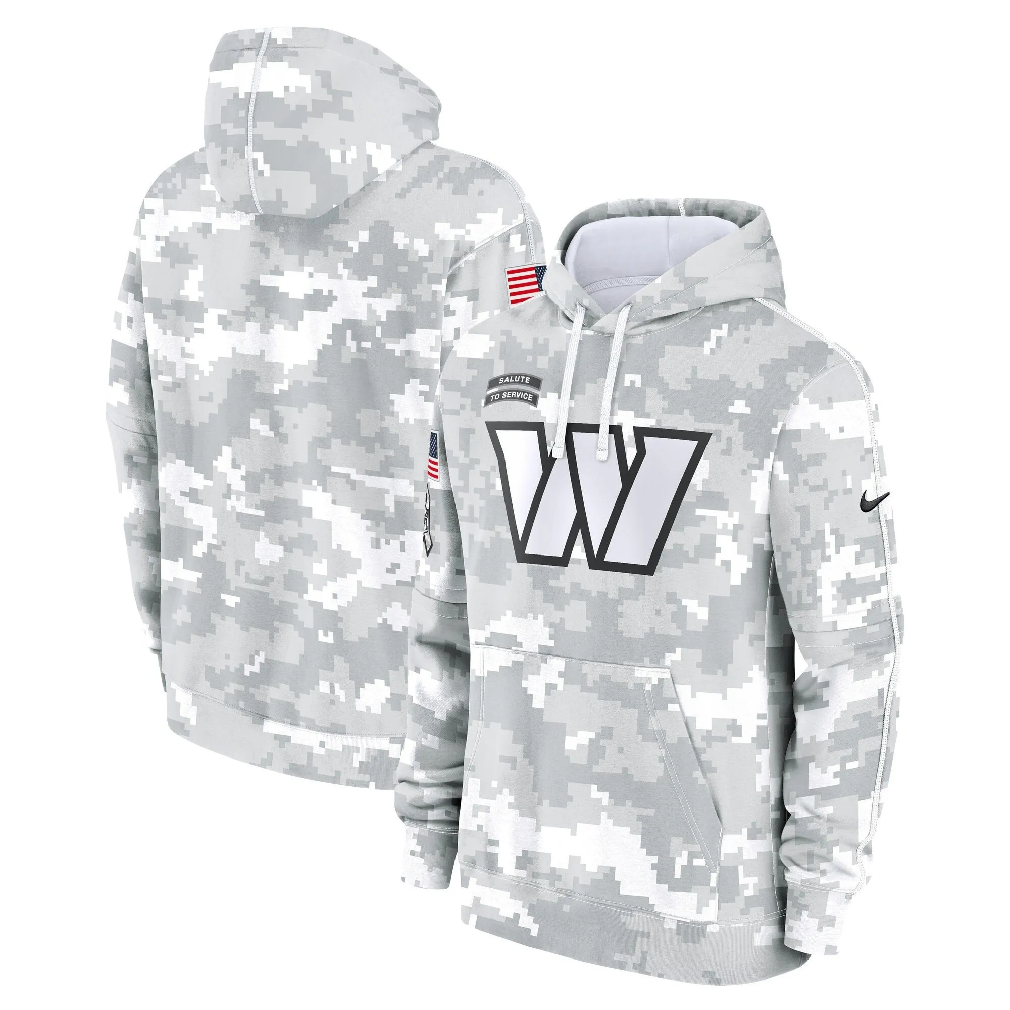 Washington Commanders 2024 Salute to Service Pullover Hoodie - Arctic Camo - All Stitched