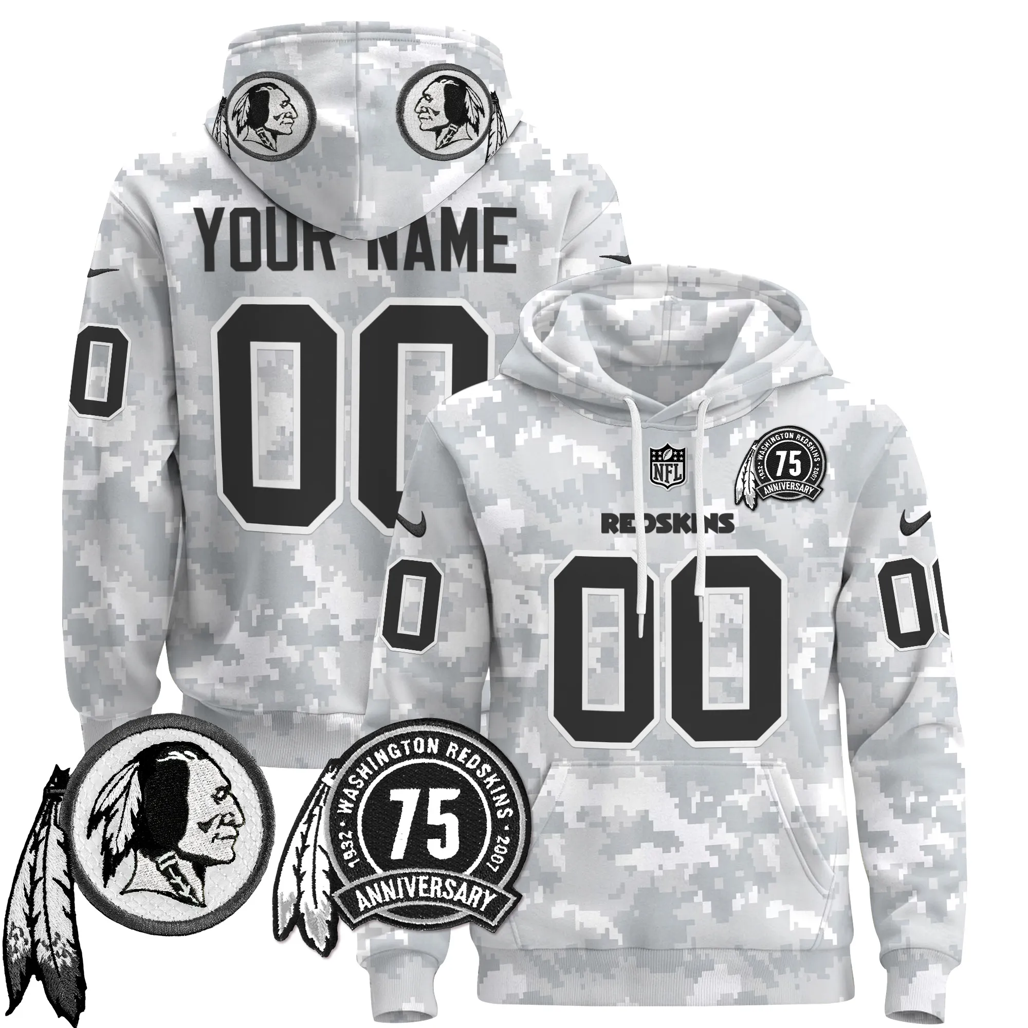 Washington Redskins 2024 Salute to Service Custom Pullover Hoodie - All Stitched