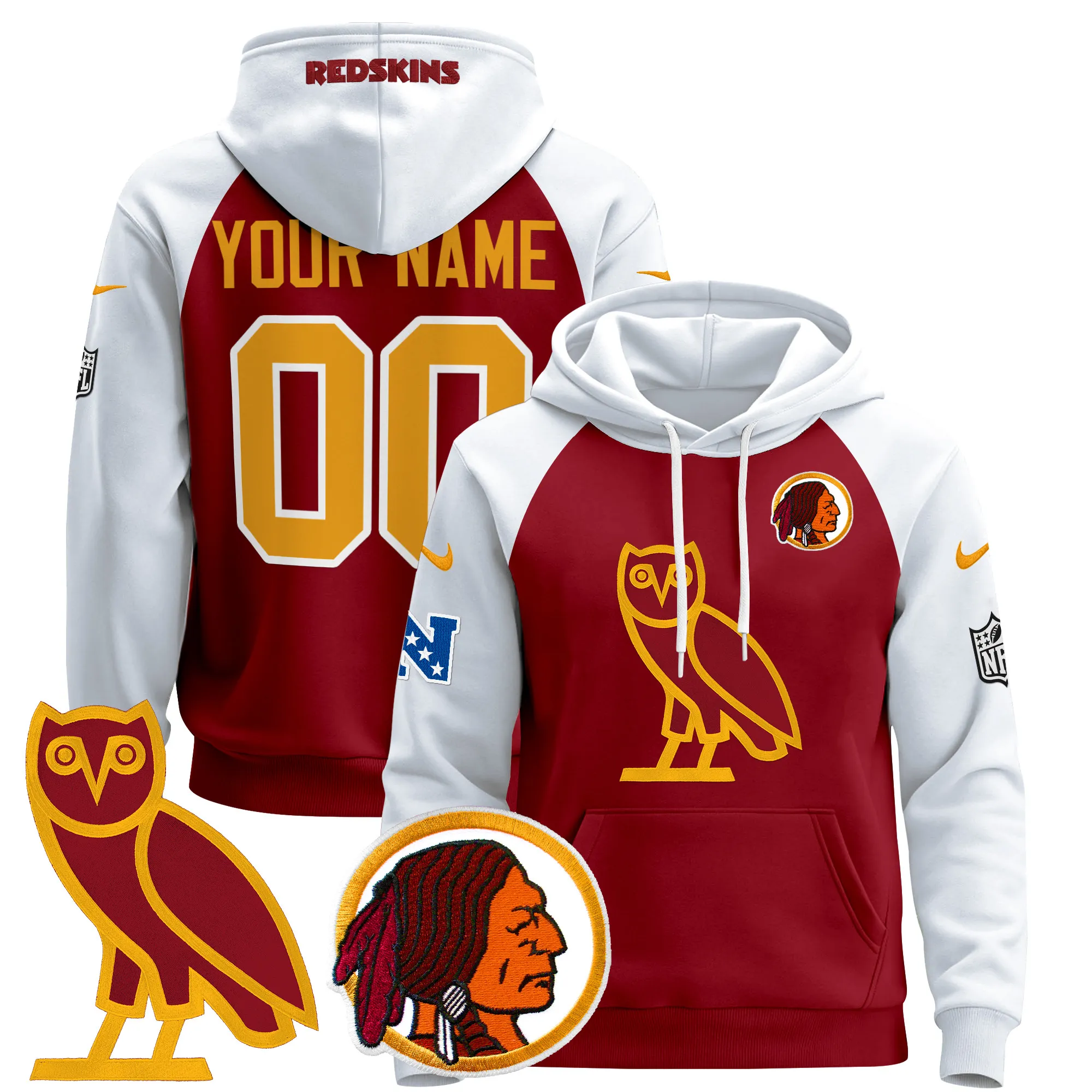 Washington Redskins OVO 2024 Custom Pullover Hoodie - All Stitched