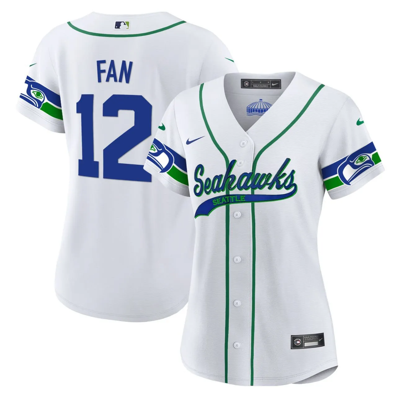 Women's 12th Fan Seahawks Throwback & Gold Cool Base Jersey - All Stitched