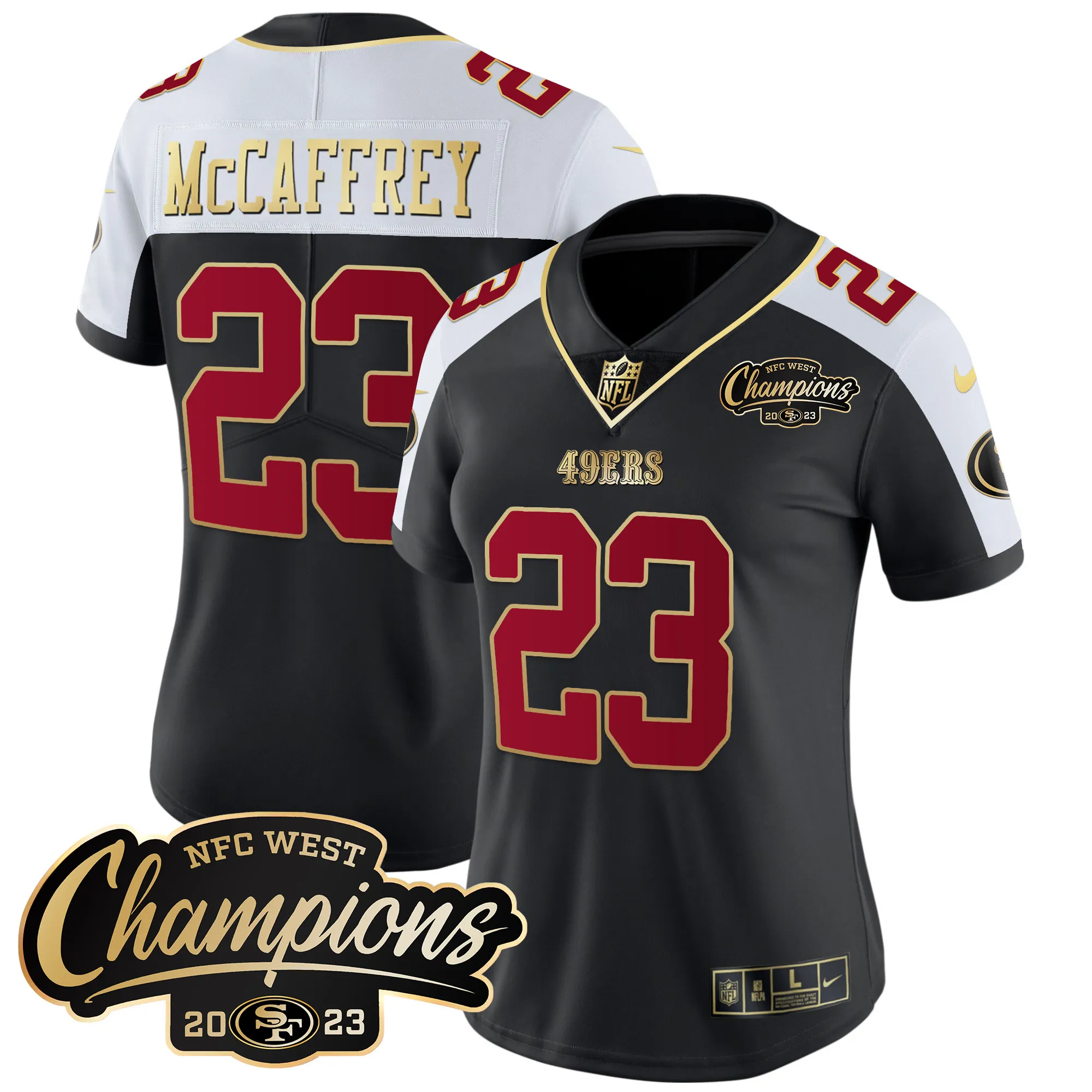 Women's 49ers 2023 NFC West Champions Patch Vapor Jersey - All Stitched