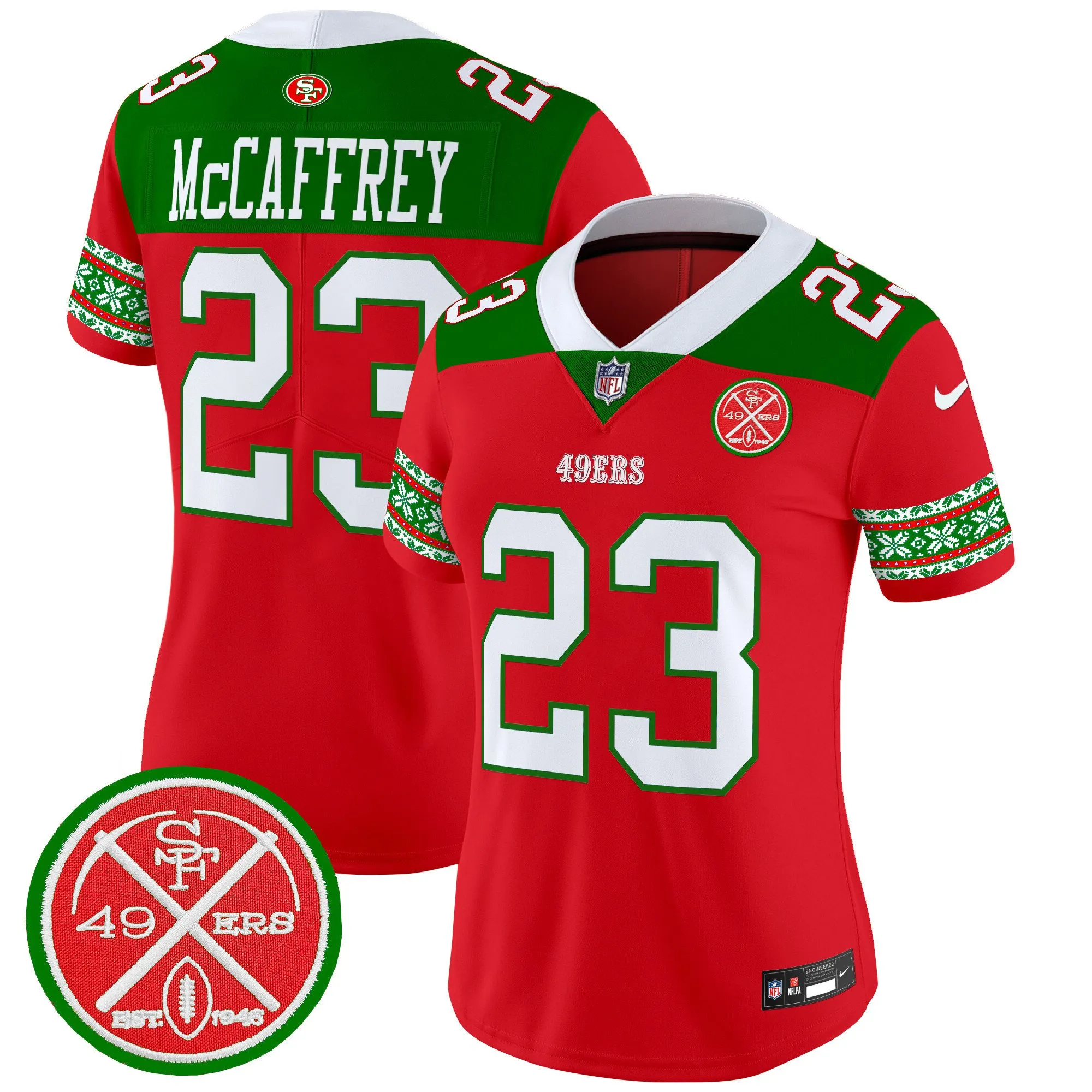 Women's 49ers 2024 Christmas Vapor Limited Jersey - All Stitched