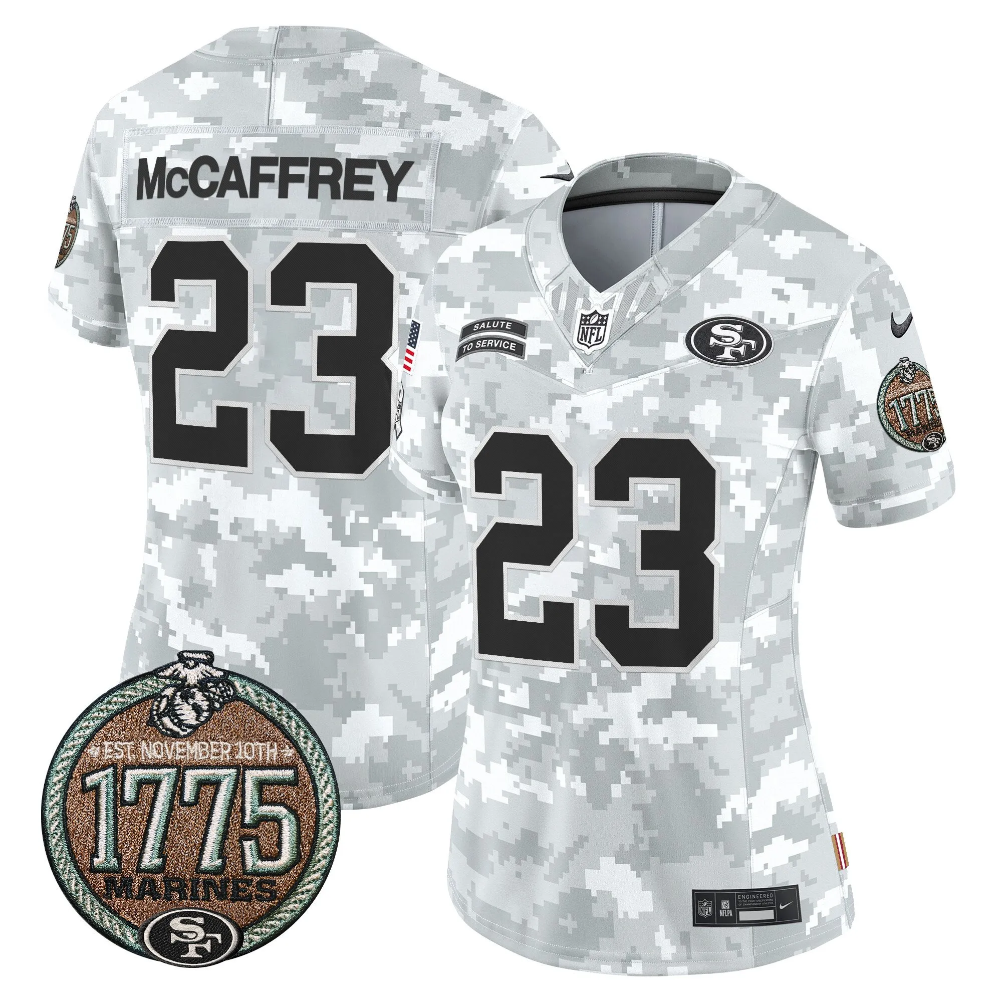 Women's 49ers 2024 Salute to Service Establishment Year Patch Vapor Limited Jersey - All Stitched