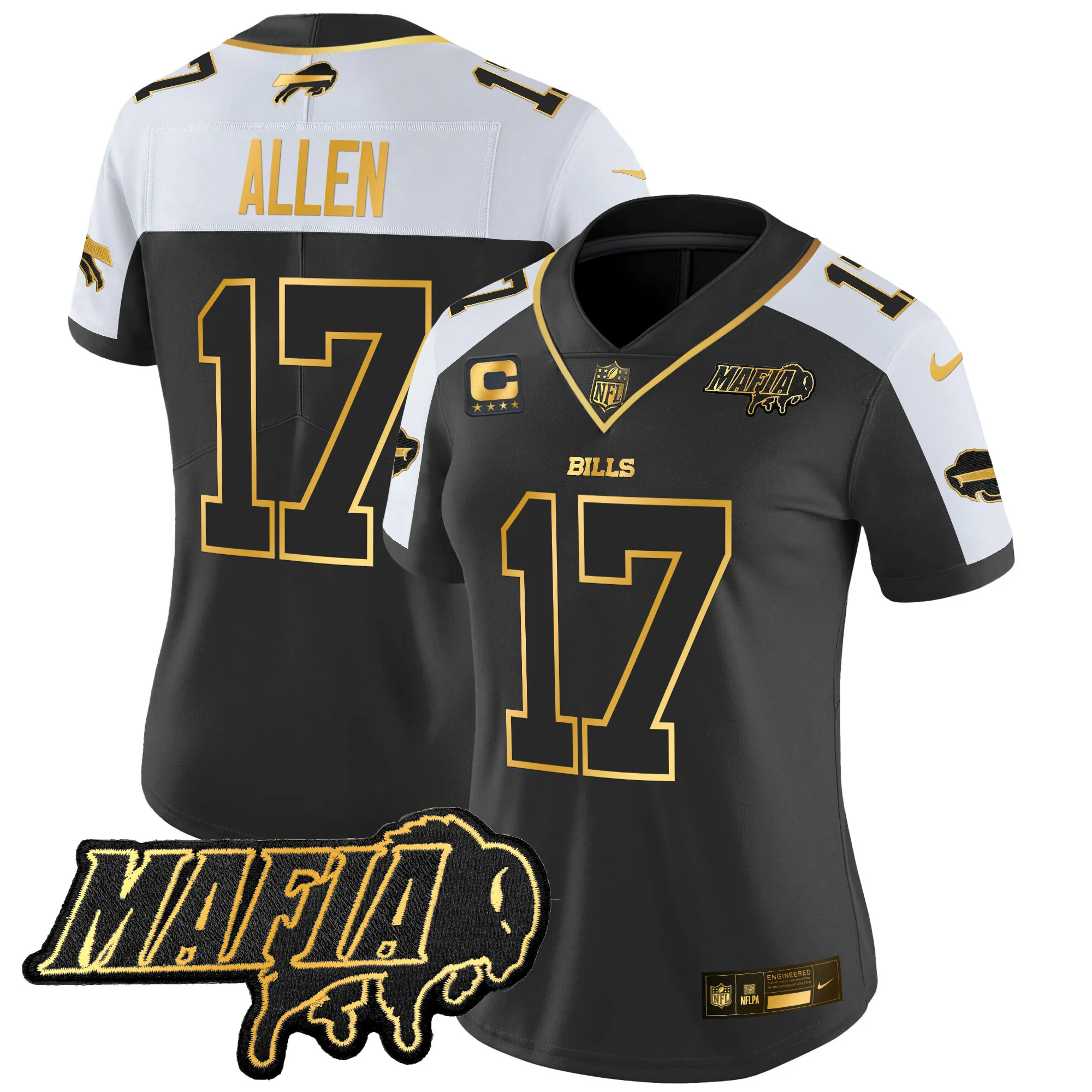 Women's Buffalo Bills 2024 Bills Mafia Patch Gold Vapor Limited Jersey - All Stitched