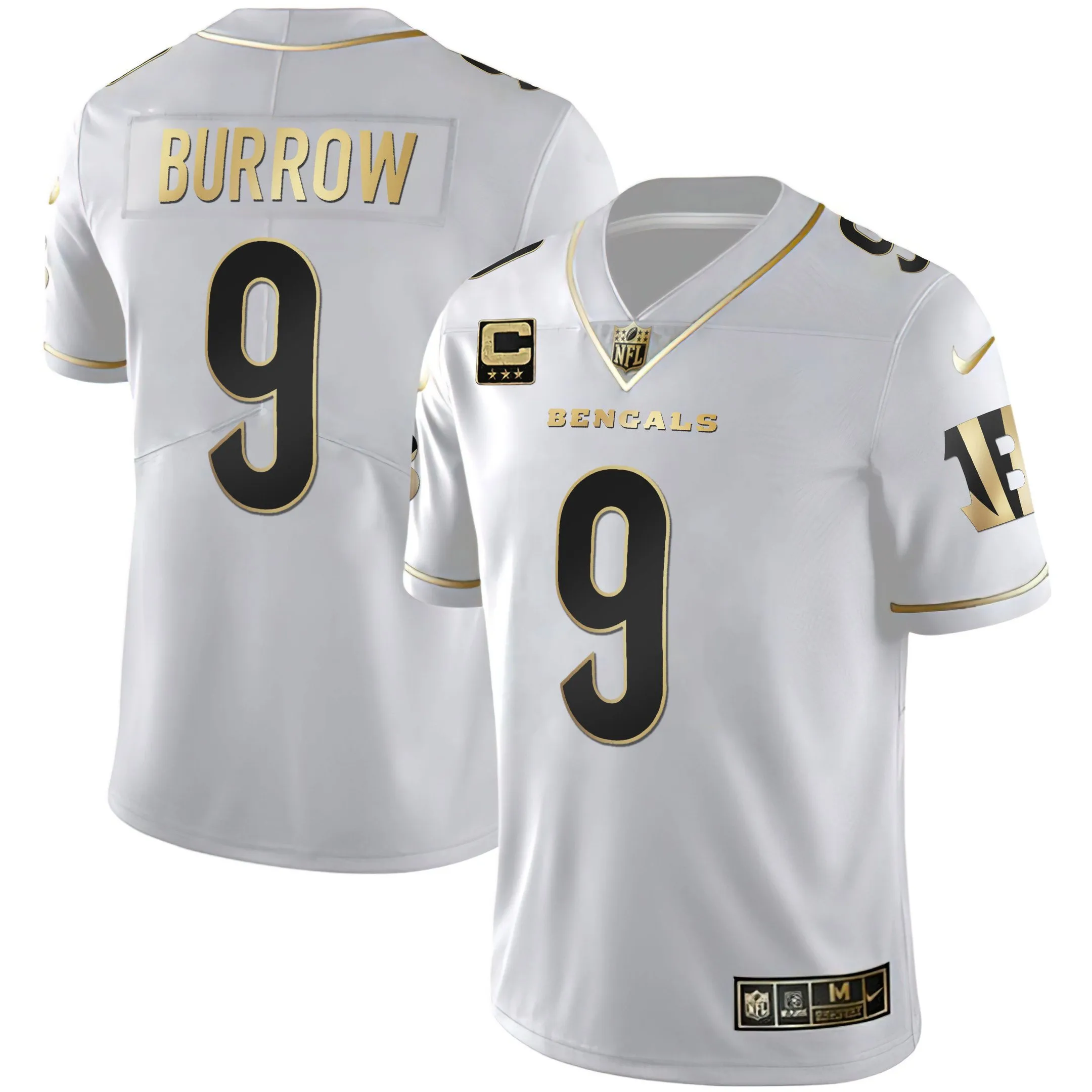 Women's Cincinnati Bengals White Gold & Black Gold Jersey - All Stitched