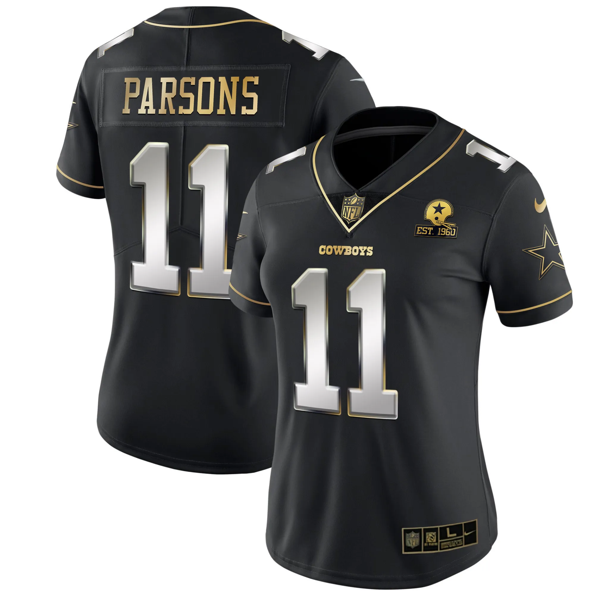 Women's Cowboys Black Gold & White Gold - All Stitched