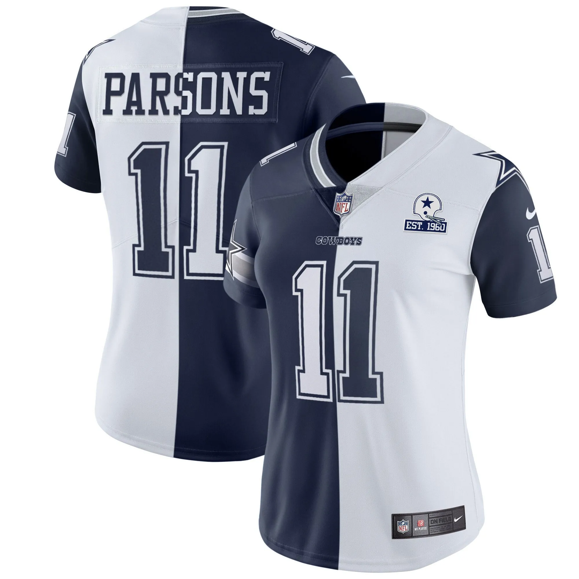 Women's Cowboys Split White Navy Est 1960 Patch - All Stitched