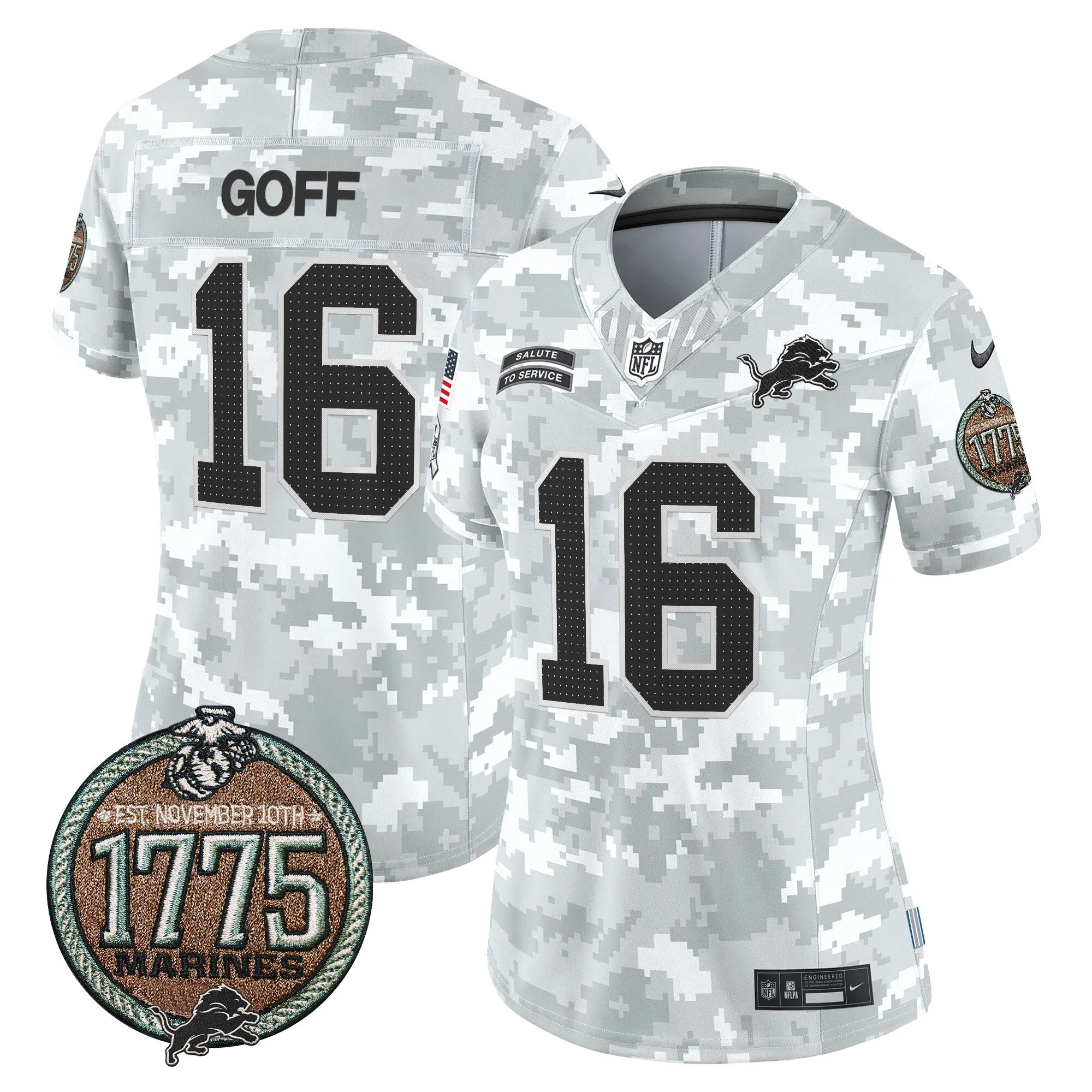 Women's Detroit Lions 2024 Salute to Service Establishment Year Patch Vapor Limited Jersey - All Stitched