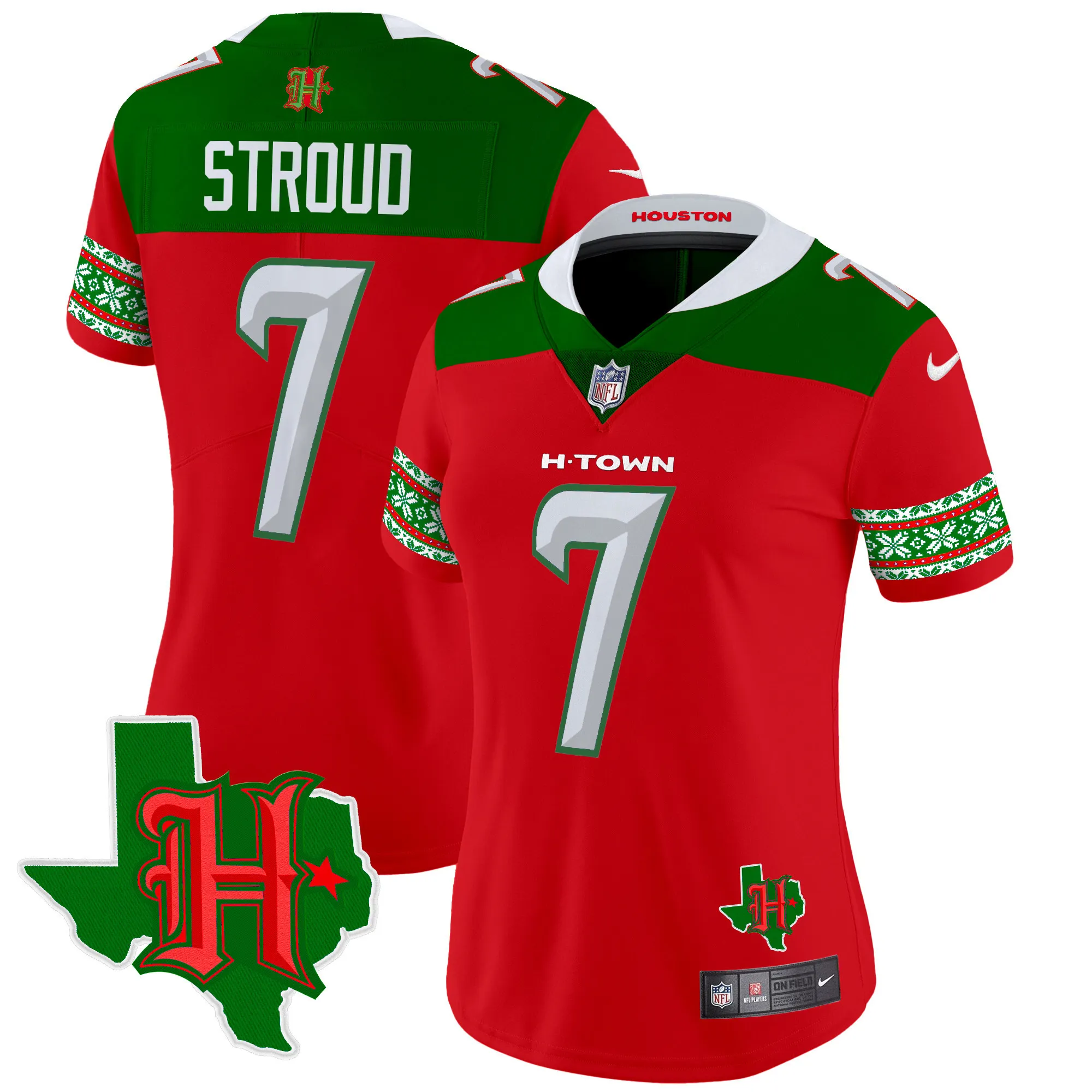 Women's Houston Texans 2024 Christmas Vapor Limited Jersey - All Stitched