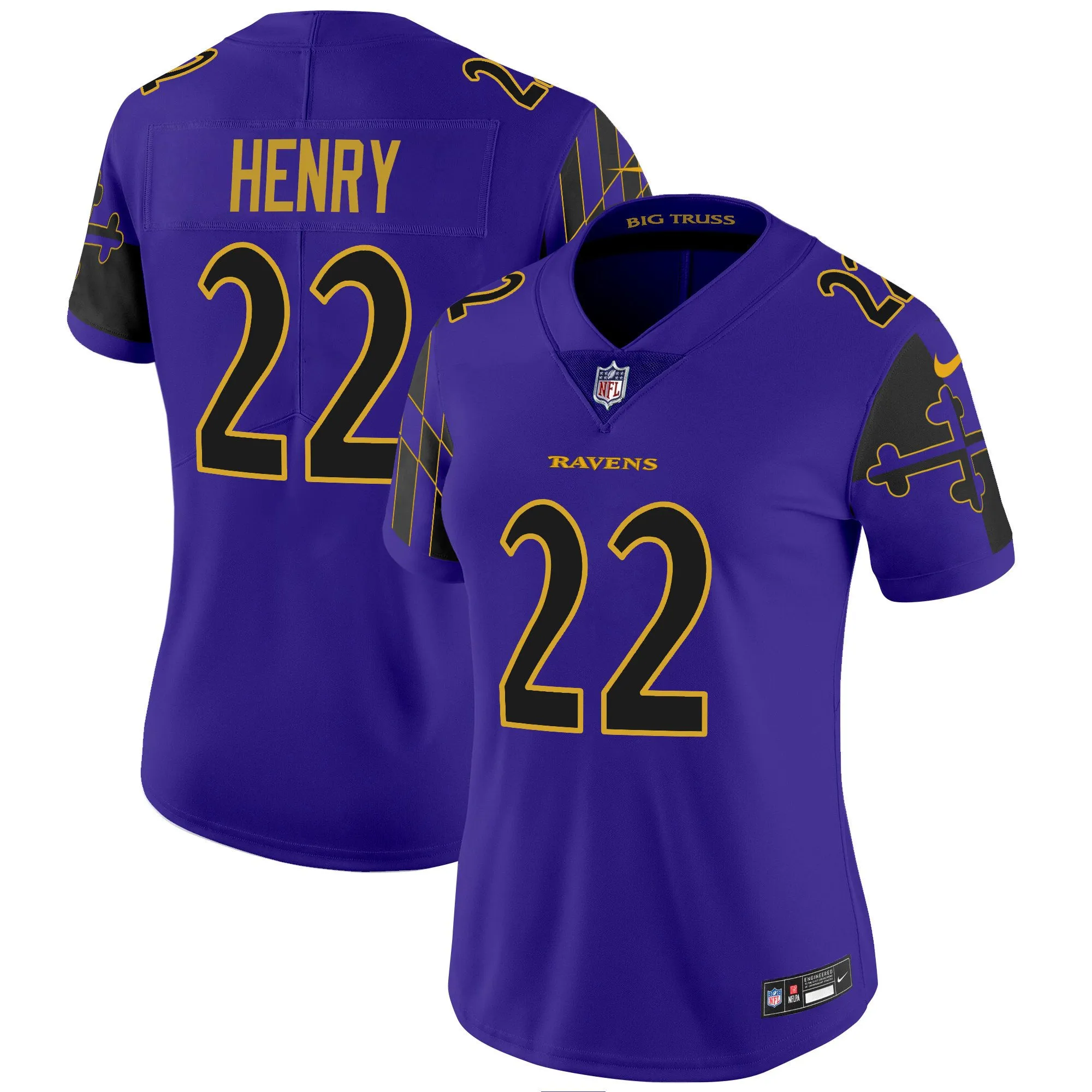 Women's Ravens Maryland Flag Vapor Limited Jersey - All Stitched