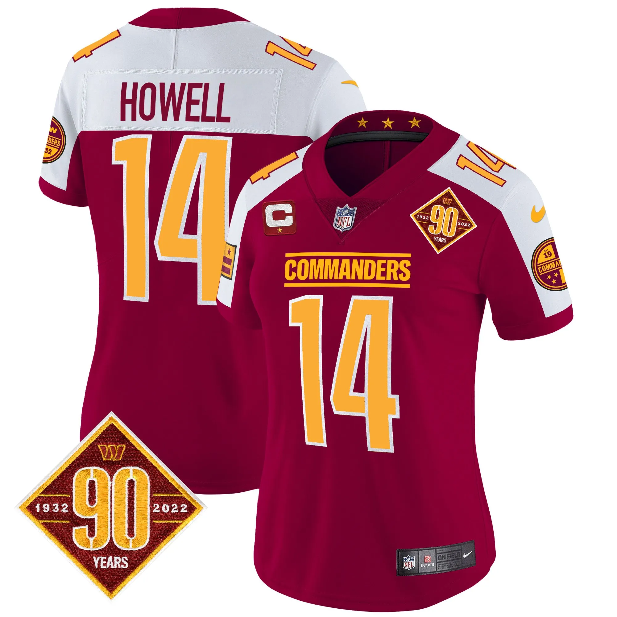 Women's Washington Commanders 90th Anniversary Patch Vapor Jersey - All Stitched