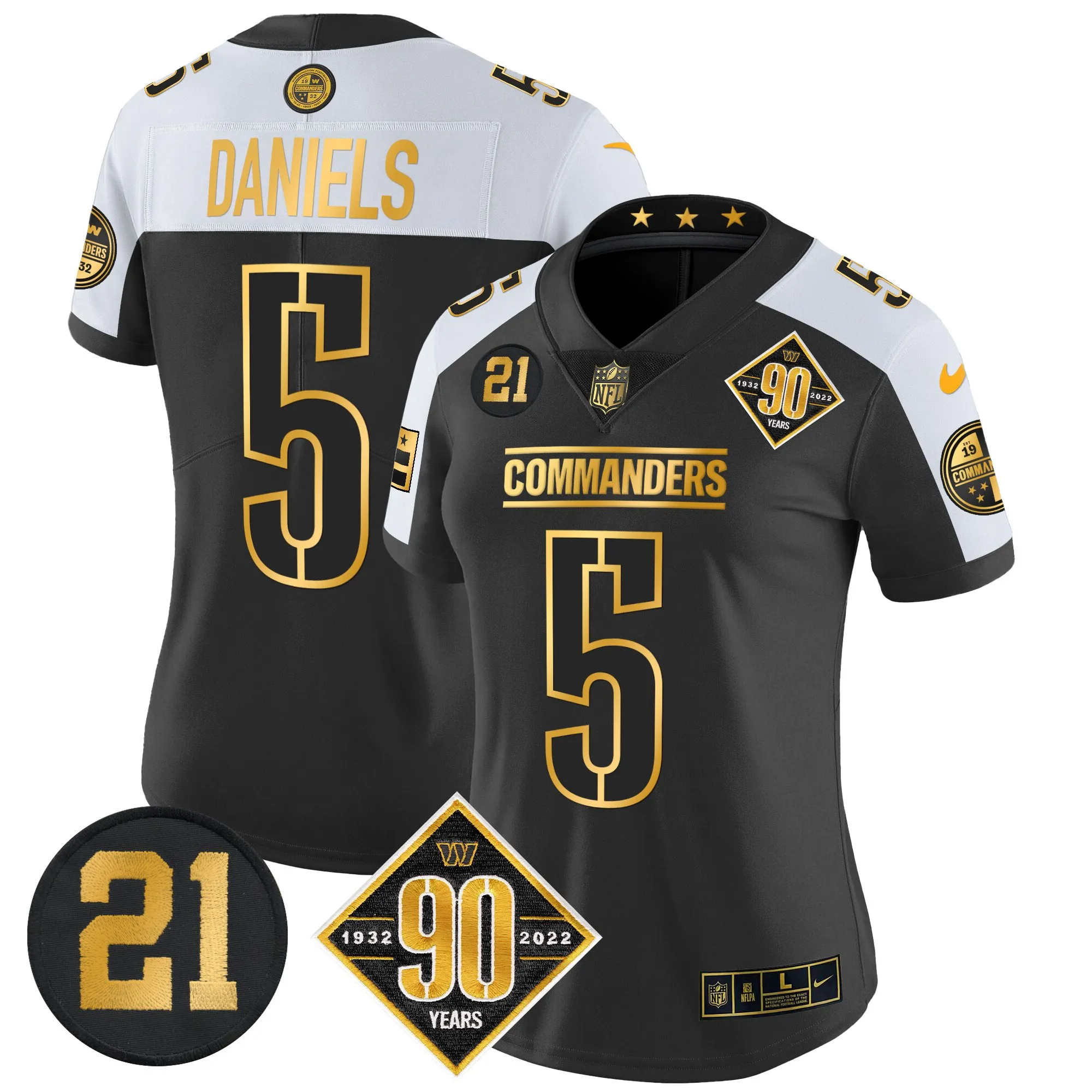 Women's Washington Commanders 90th & Sean Taylor Patch Gold Vapor Limited Jersey - All Stitched