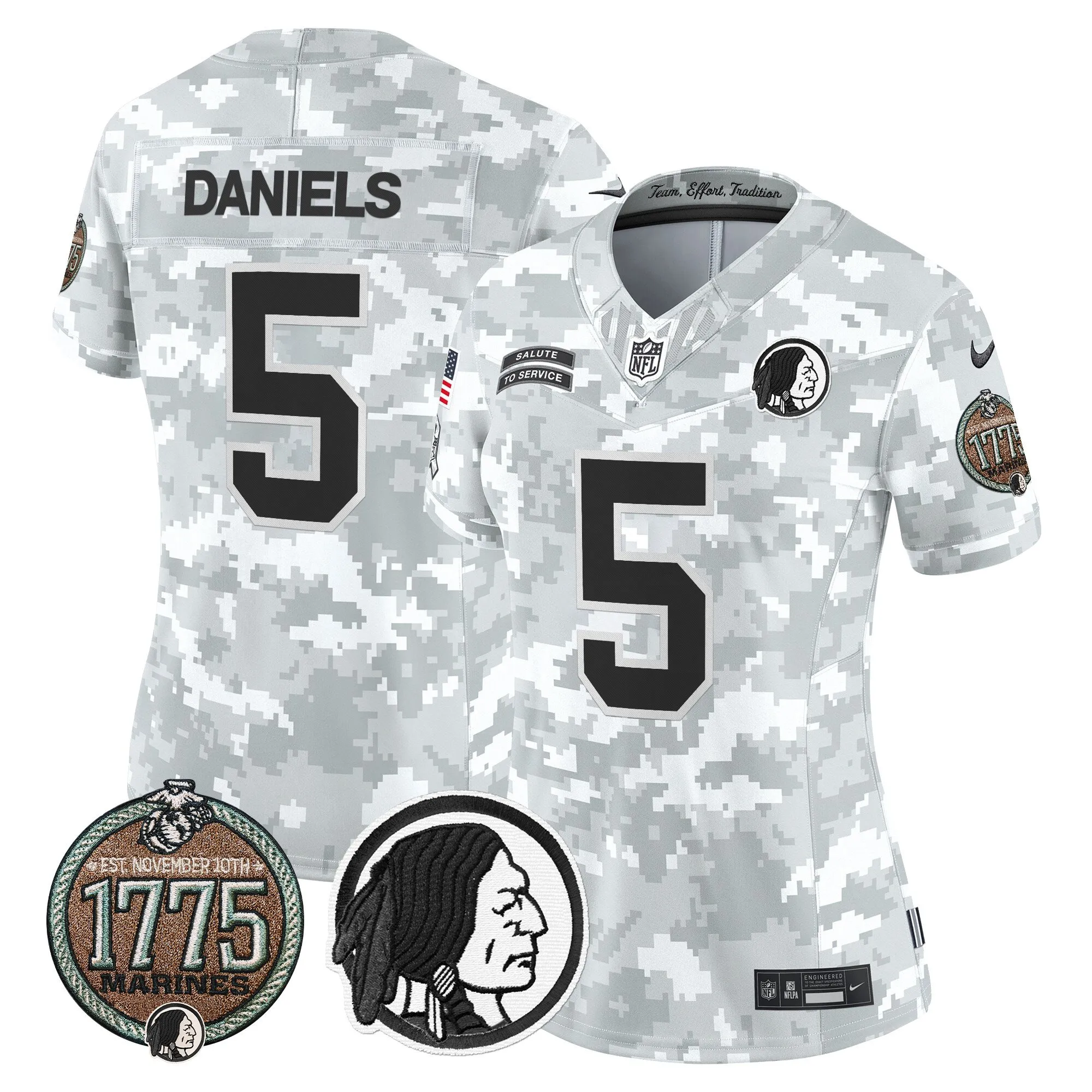 Women's Washington Redskins 2024 Salute to Service Establishment Year Patch Vapor Limited Jersey - All Stitched