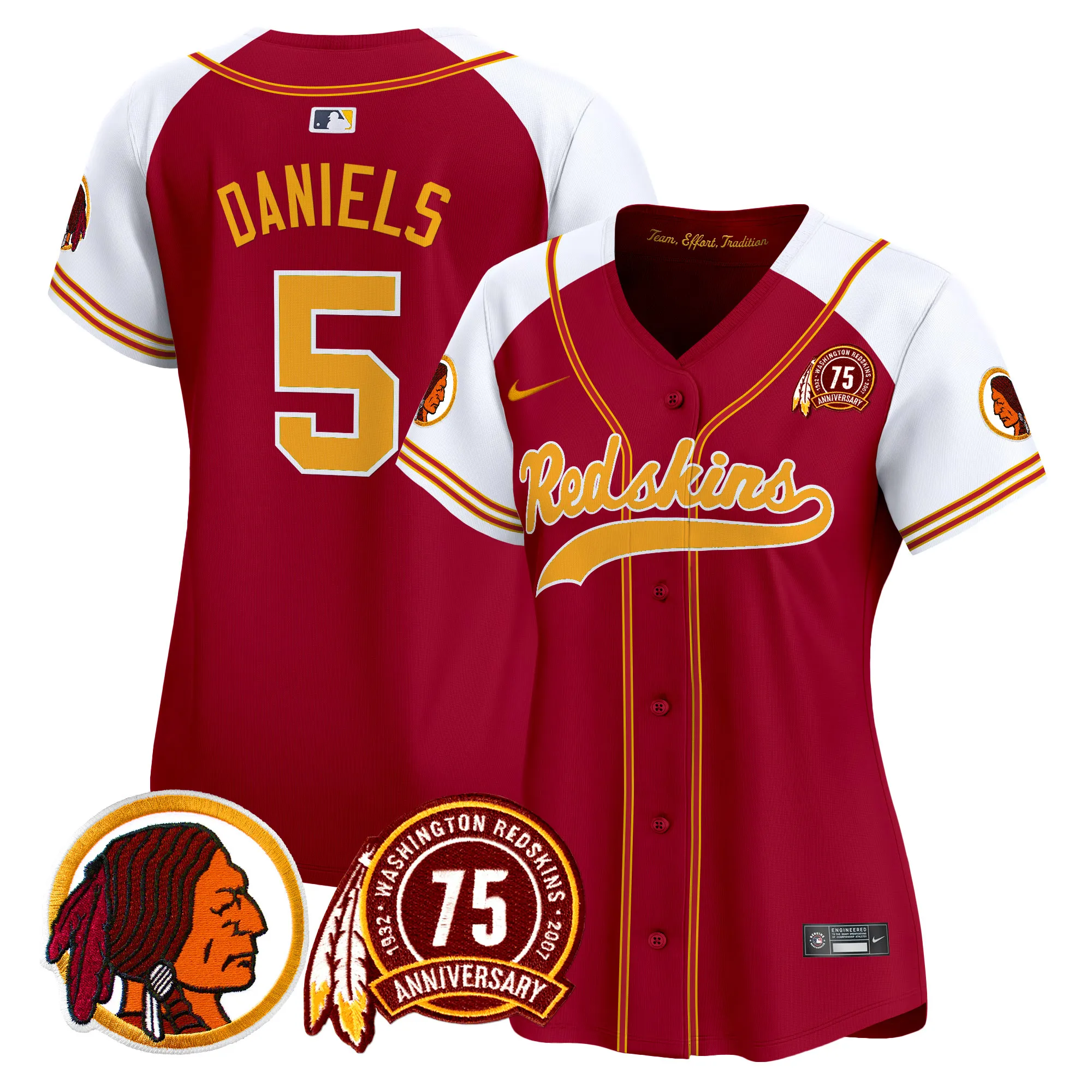 Women's Washington Redskins 75th Patch Throwback Vapor Premier Limited Jersey - All Stitched