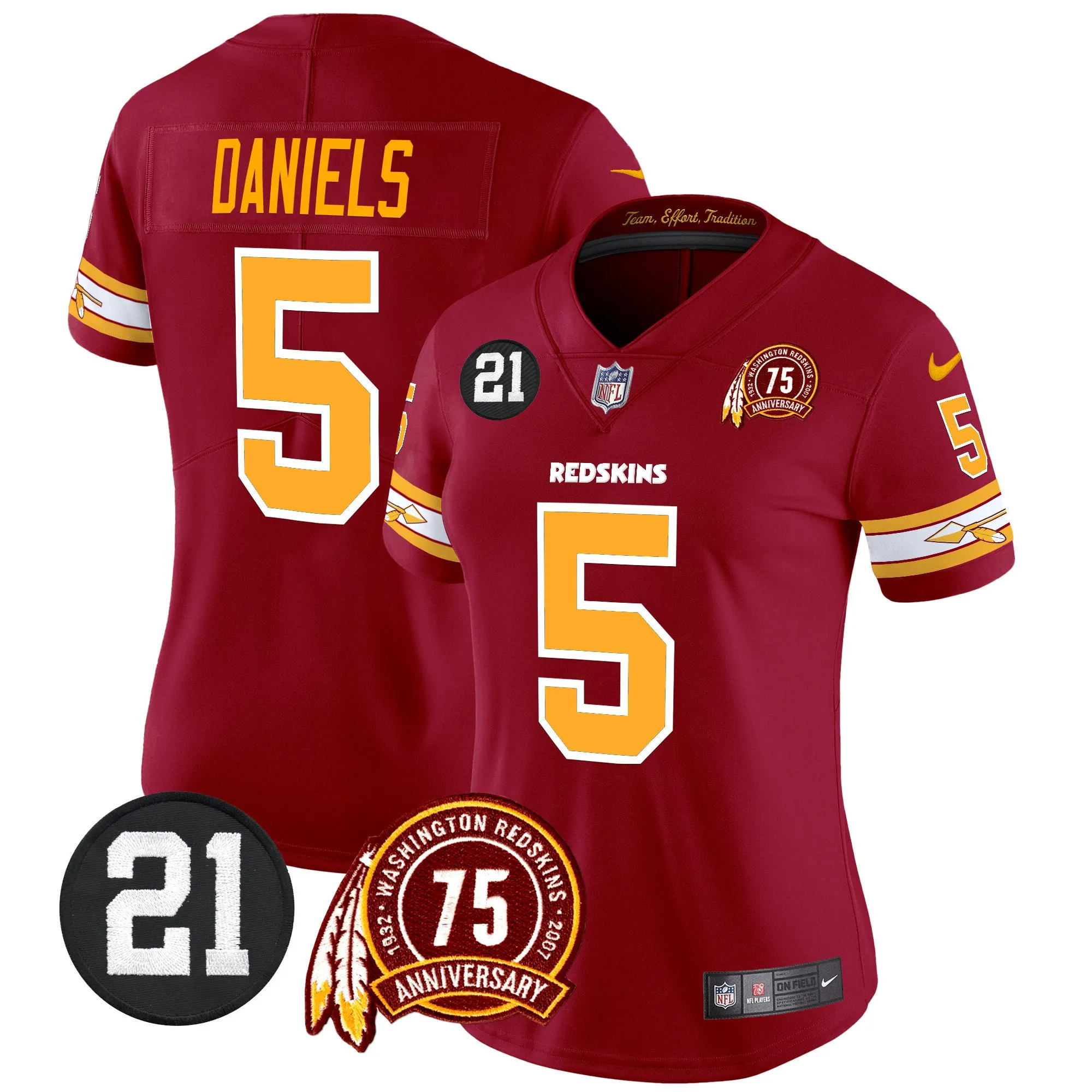 Women's Washington Redskins 75th & Sean Taylor Patch Vapor Limited Jersey V2 - All Stitched