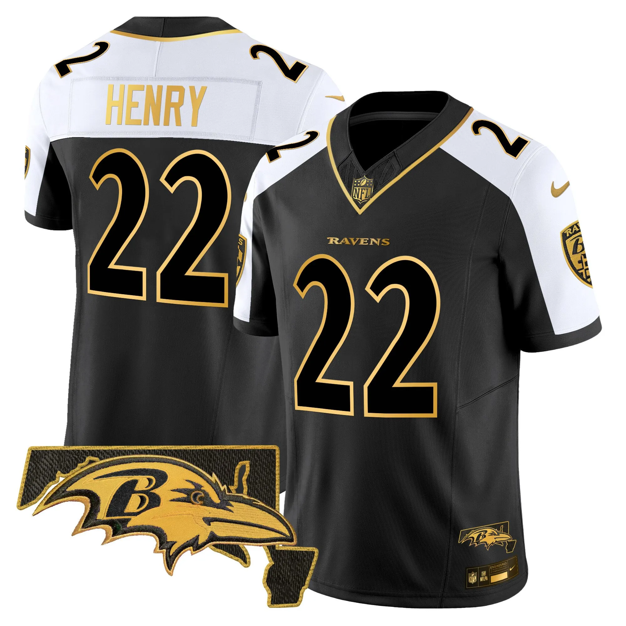 Youth's Ravens 2024 Gold Vapor Limited Jersey - All Stitched