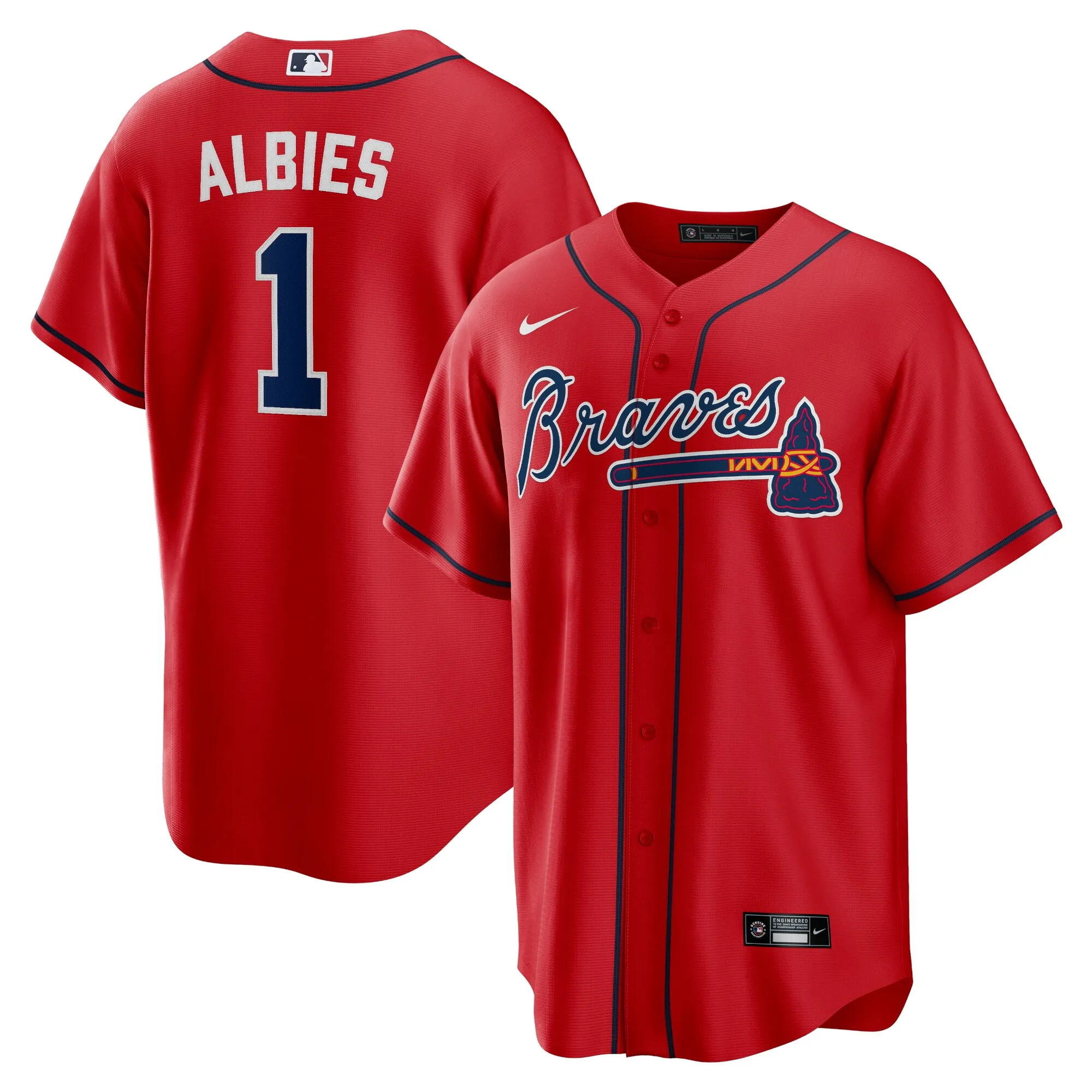 Ozzie Albies Atlanta Braves Nike Alternate 2 Replica Jersey - Red