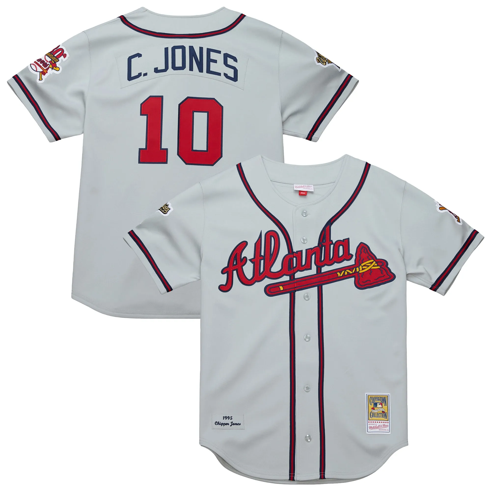 Chipper Jones Atlanta Braves Mitchell & Ness 1995 Throwback Authentic Jersey - Gray