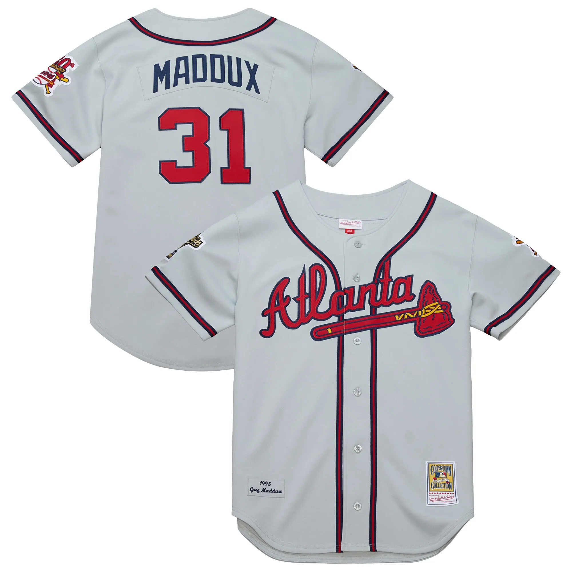 Greg Maddux Atlanta Braves Mitchell & Ness 1995 Throwback Authentic Jersey - Gray