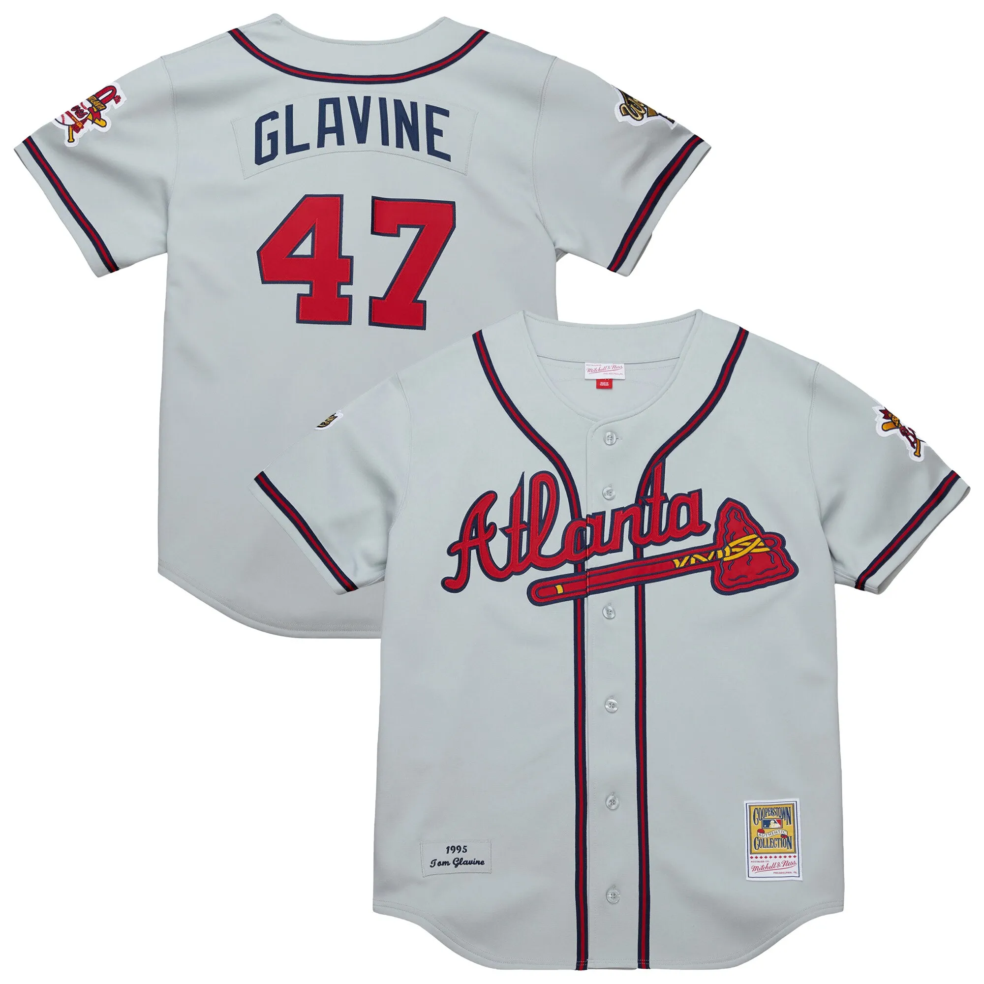 Tom Glavine Atlanta Braves Mitchell & Ness 1995 Throwback Authentic Jersey - Gray