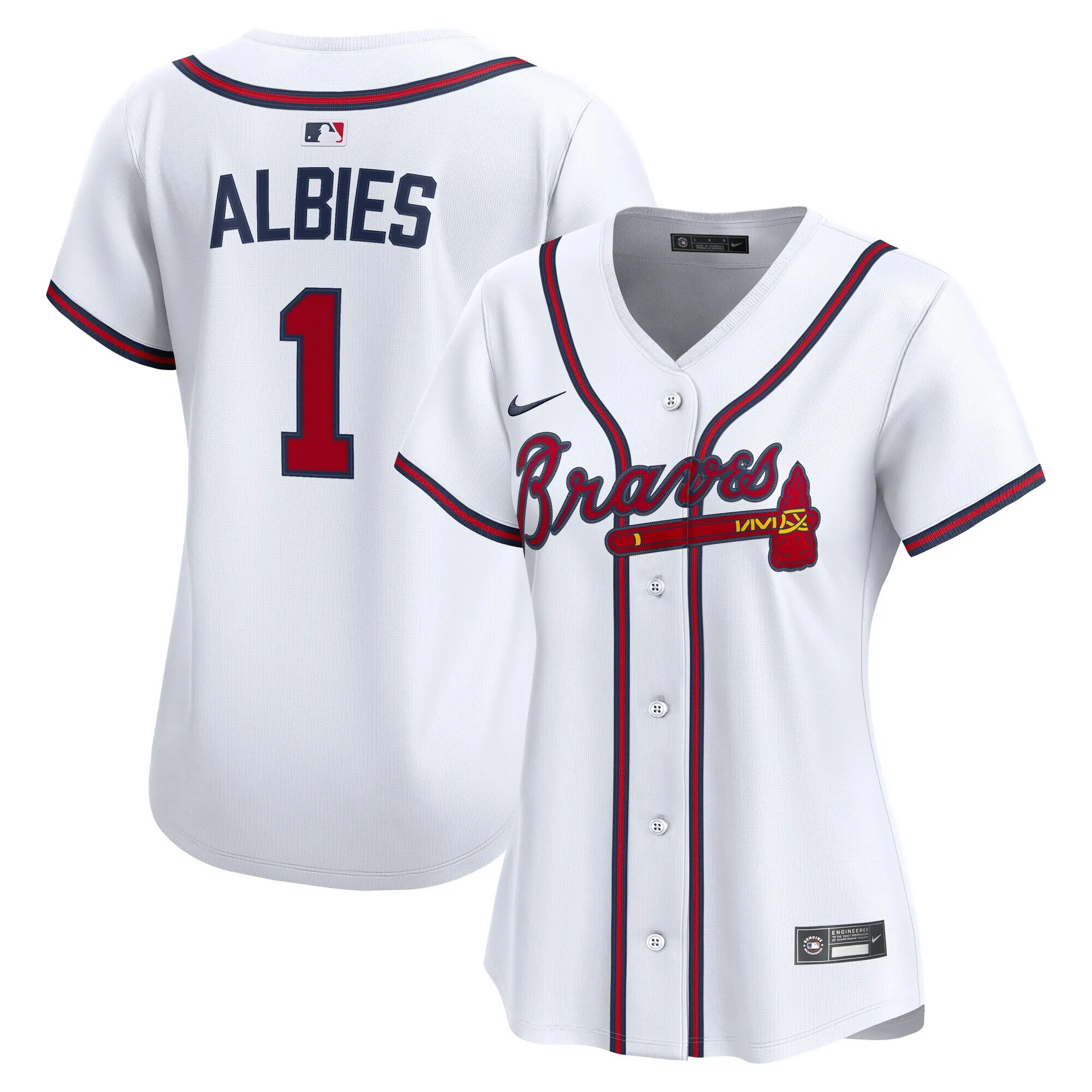 Ozzie Albies Atlanta Braves Nike Women's Home Limited Player Jersey – White