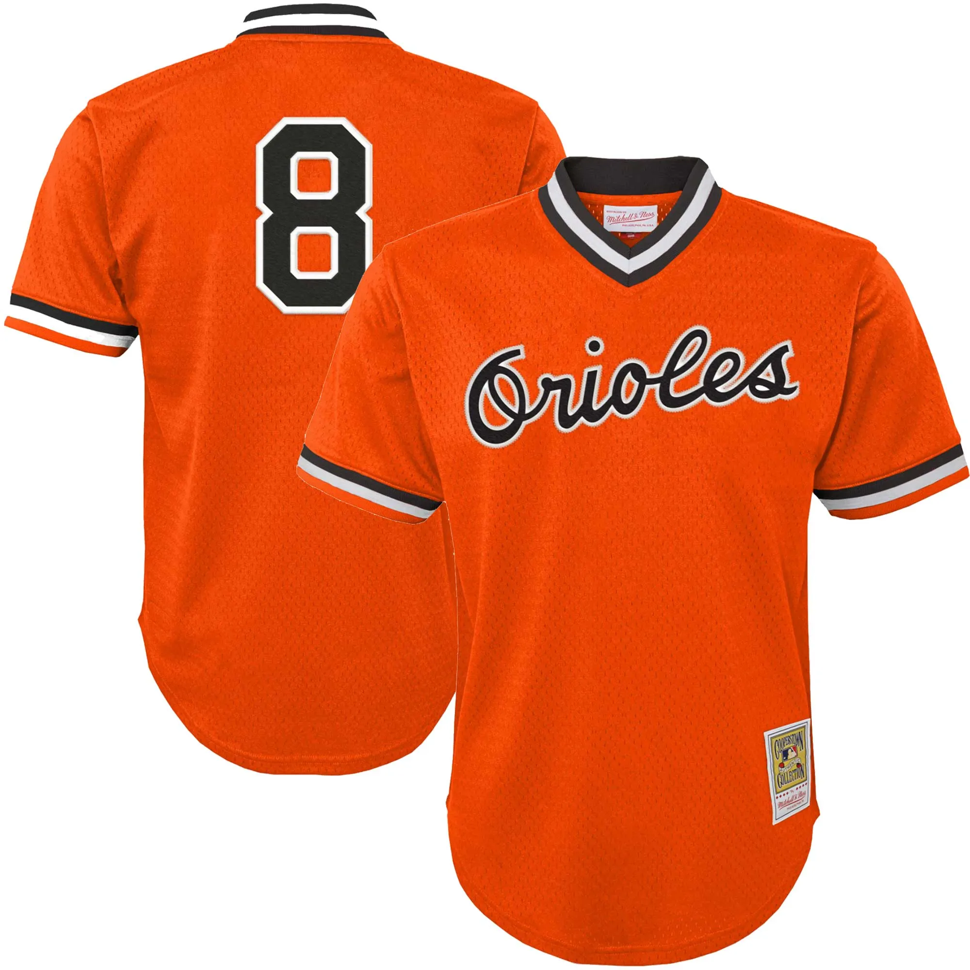Cal Ripken Jr. Baltimore Orioles Mitchell & Ness Youth Cooperstown Collection Mesh Batting Practice Jersey - Orange
