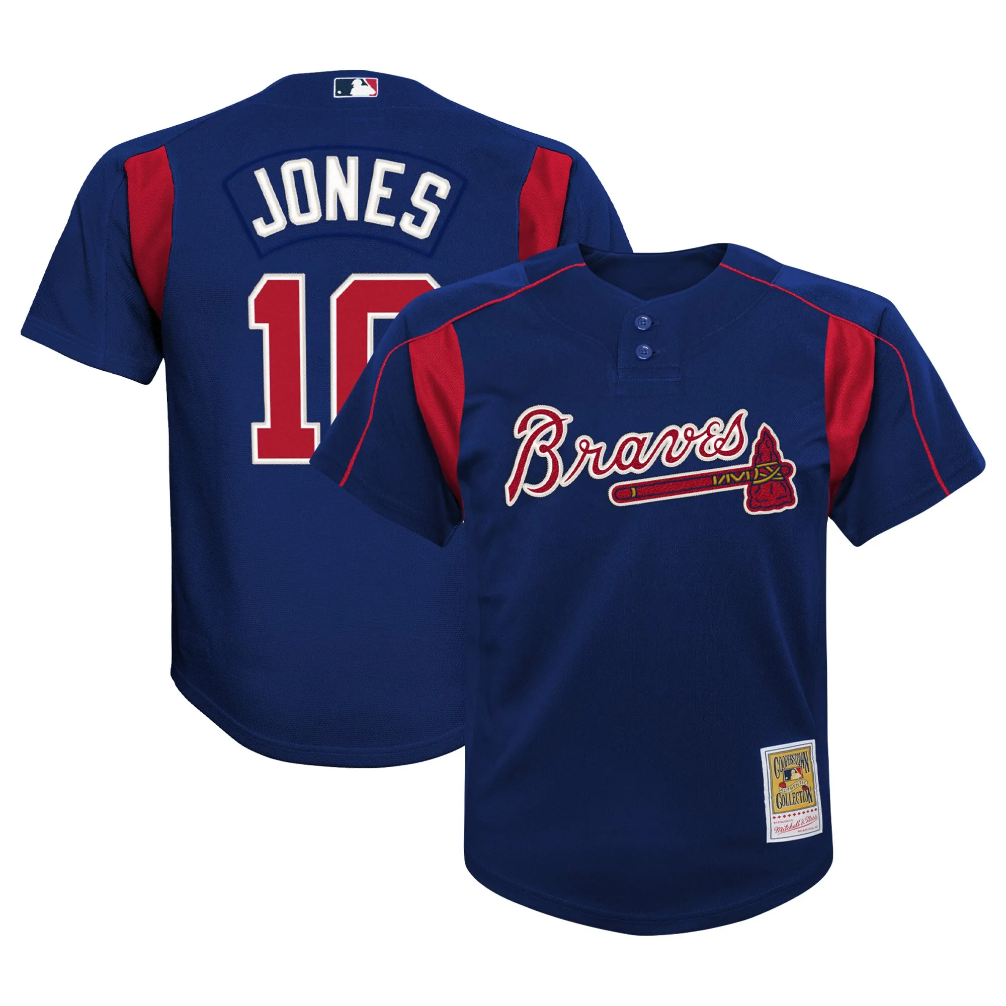 Chipper Jones Atlanta Braves Mitchell & Ness Youth Cooperstown Collection Mesh Batting Practice Jersey - Navy