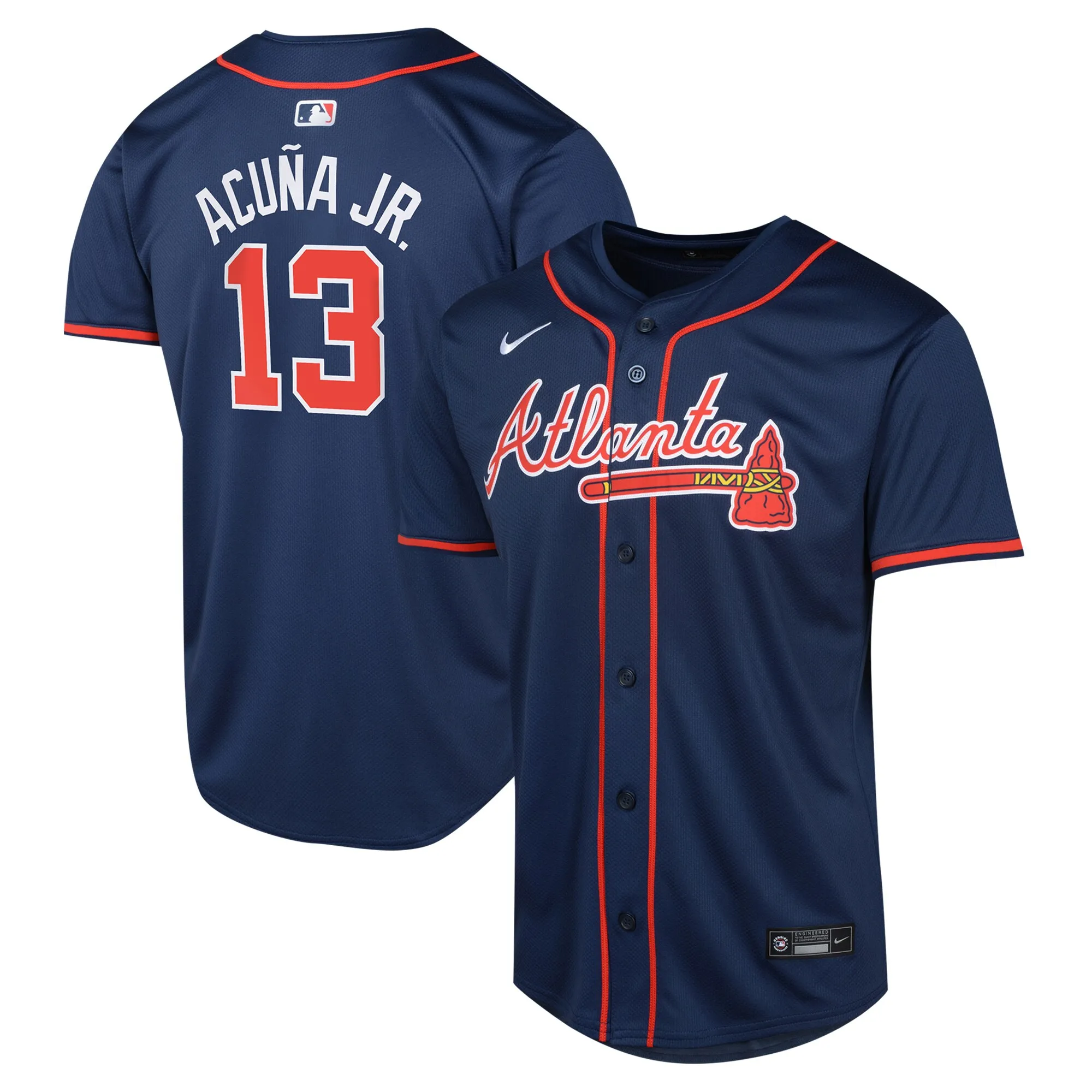 Ronald Acuña Jr. Atlanta Braves Nike Youth Alternate Limited Player Jersey – Navy
